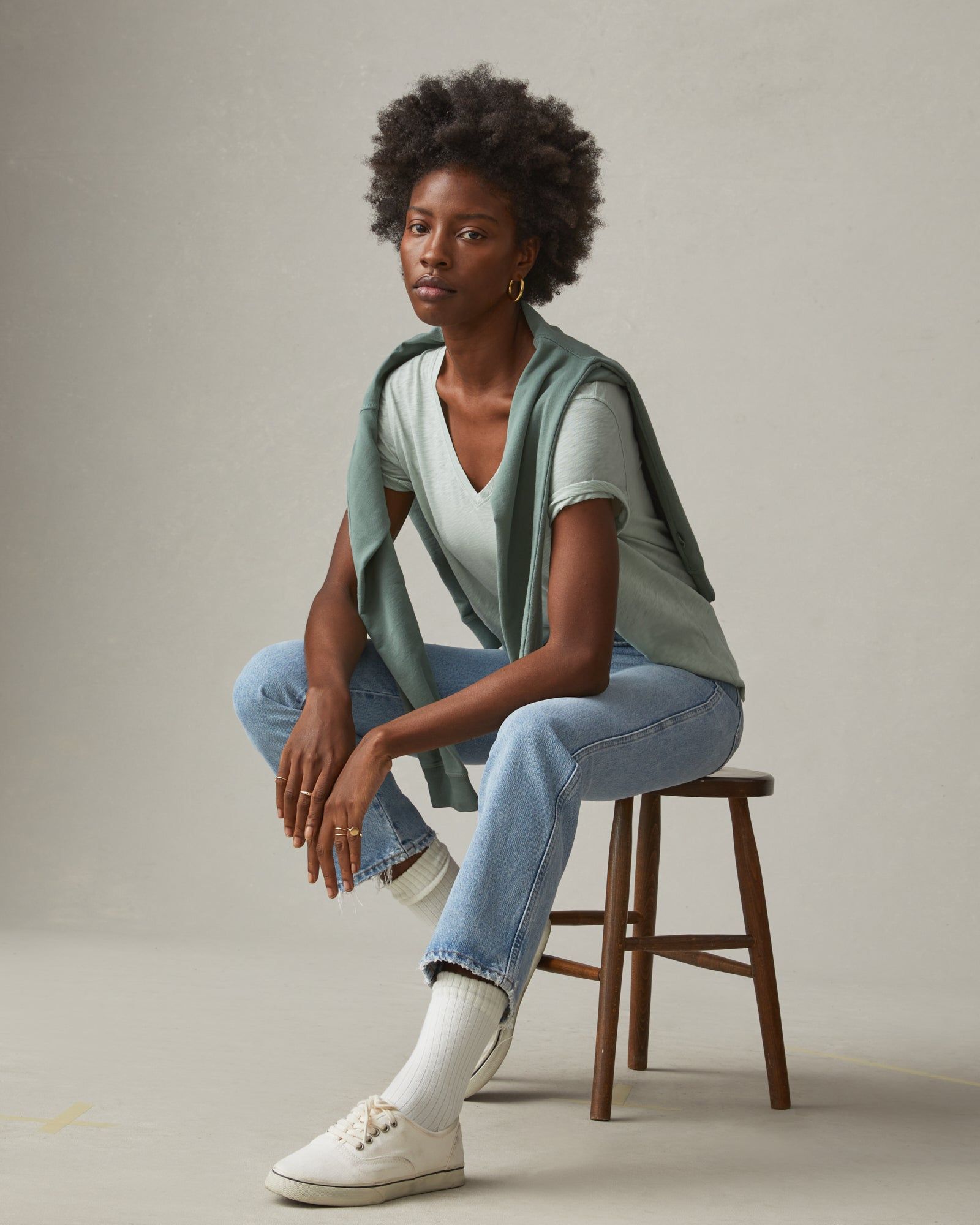 Airy Supima V-Neck Tee - Aqua Grey sold by American Giant product image thumbnail 5