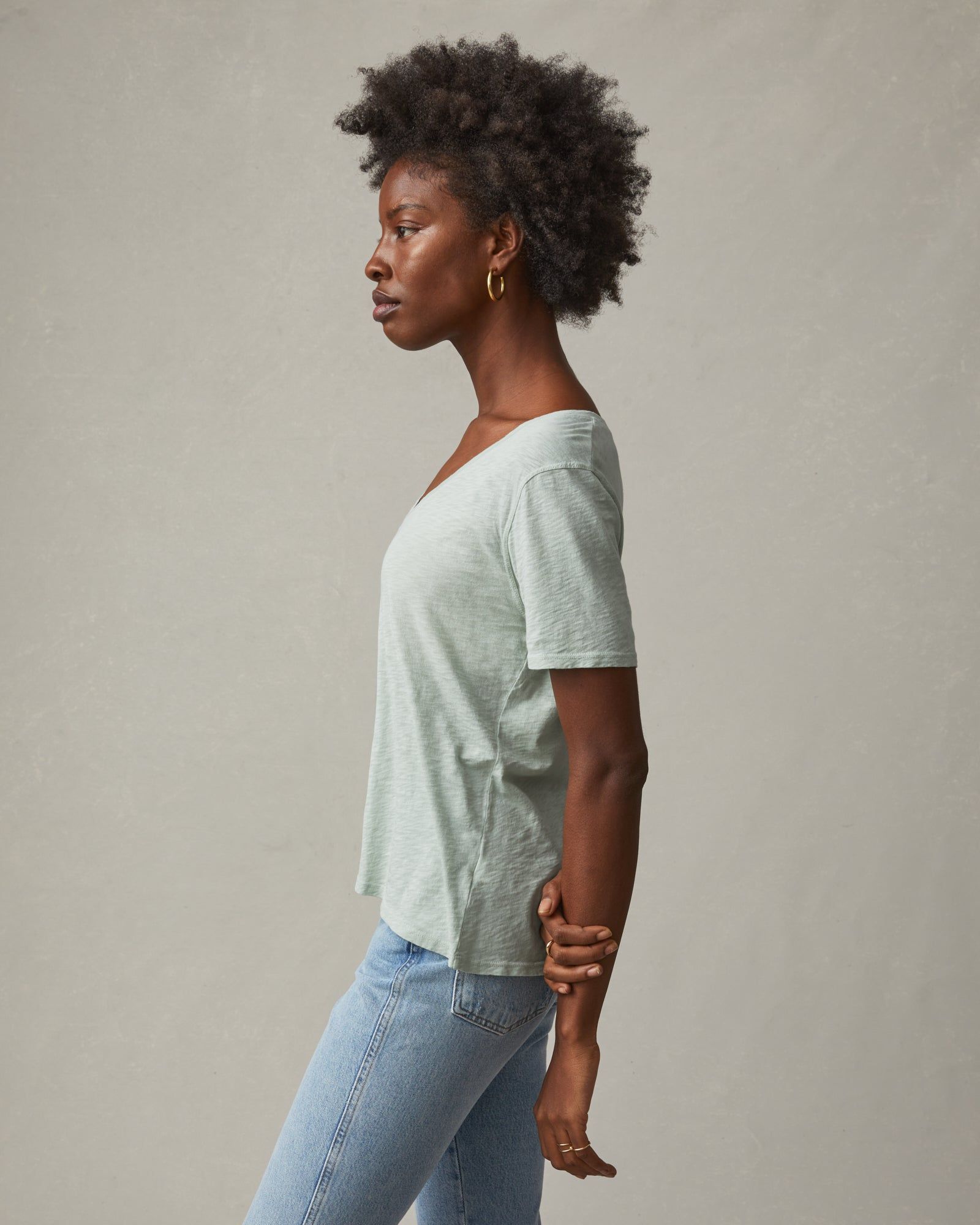 Airy Supima V-Neck Tee - Aqua Grey sold by American Giant product image thumbnail 2