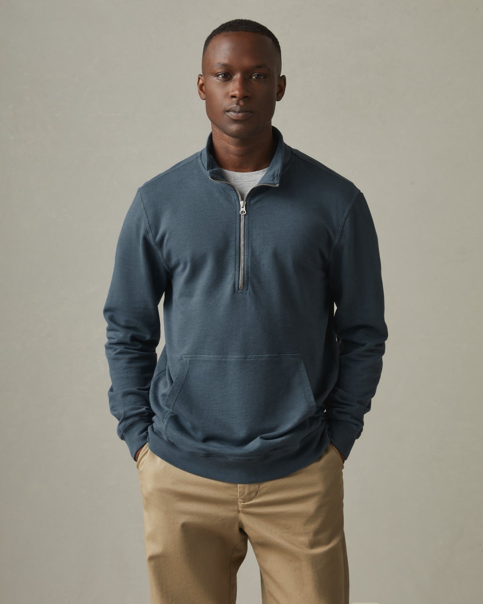 French Terry Half Zip - Winter Sky sold by American Giant