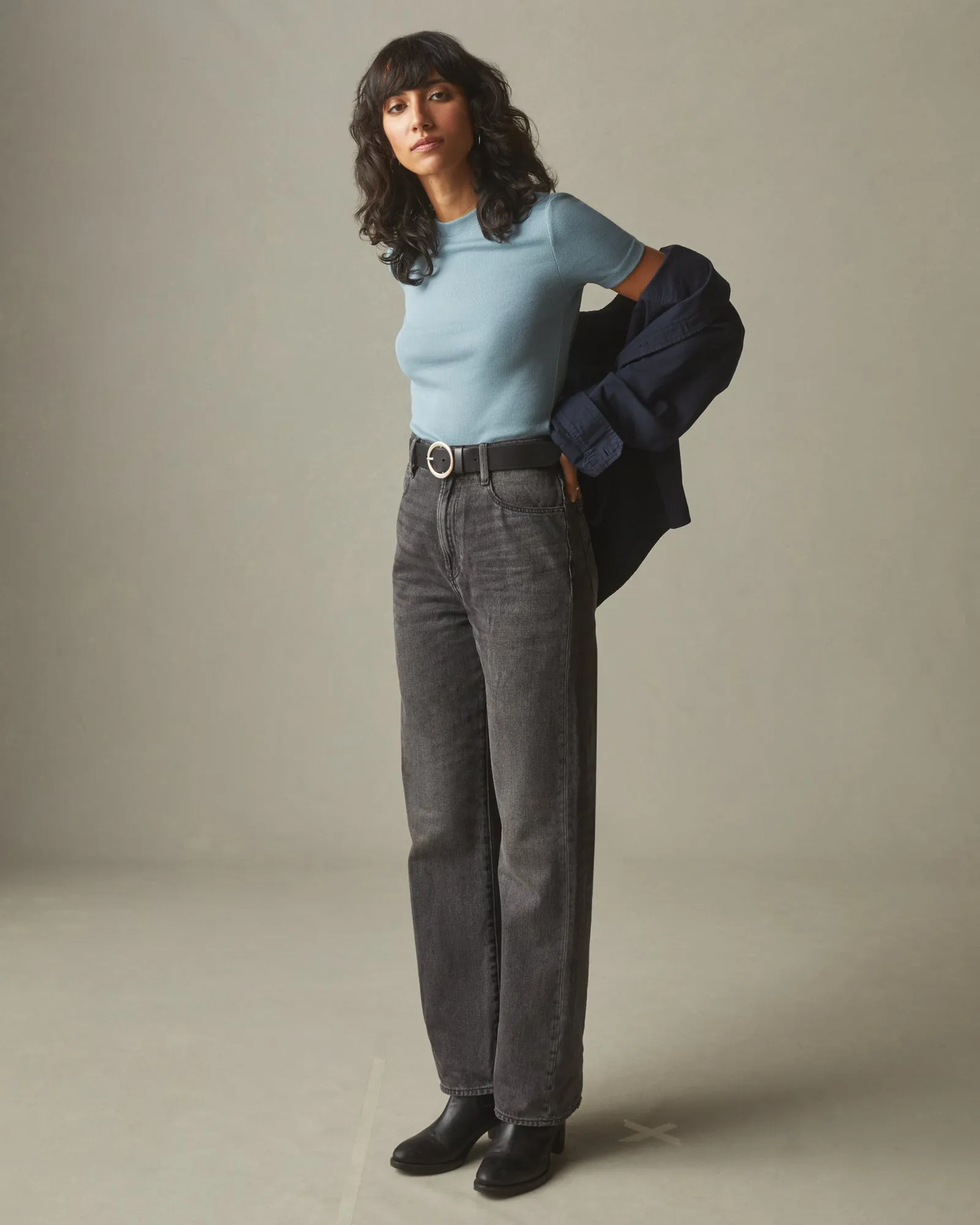 Women's Luxe Rib Crew Tee - Blue Stream sold by American Giant product image thumbnail 4