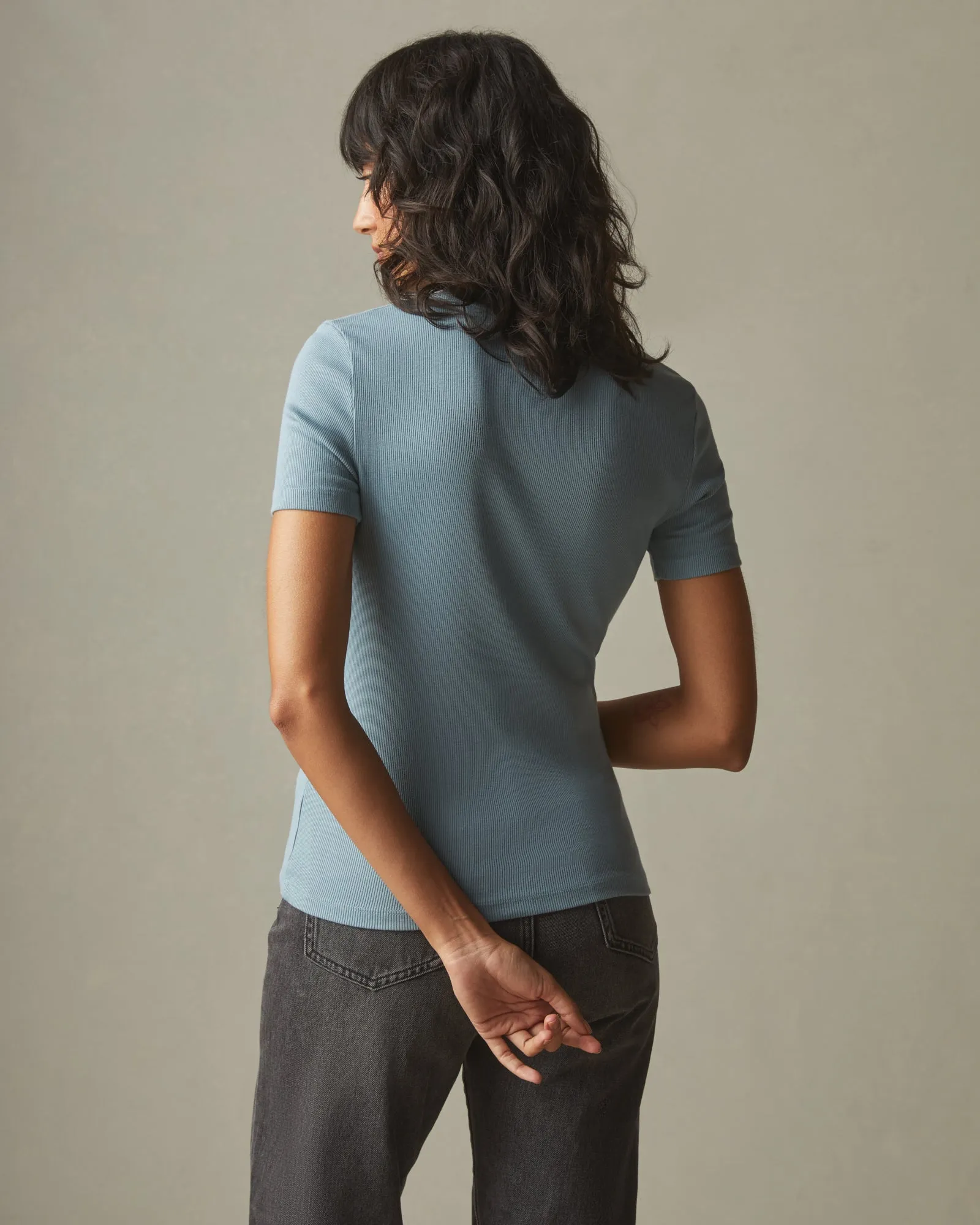 Women's Luxe Rib Crew Tee - Blue Stream sold by American Giant product image thumbnail 2