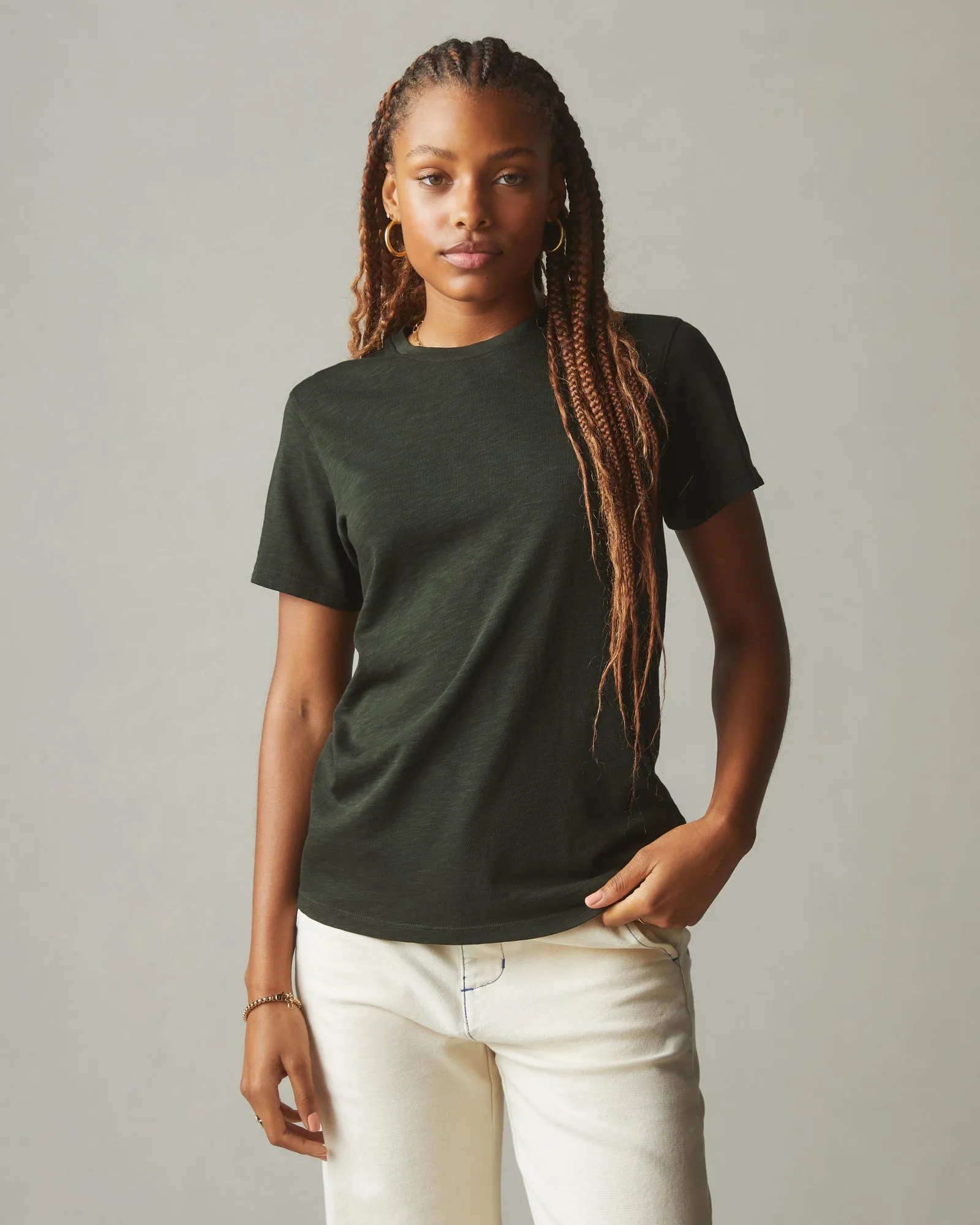 Women's Premium Slub Crew Tee - Dark Elm sold by American Giant