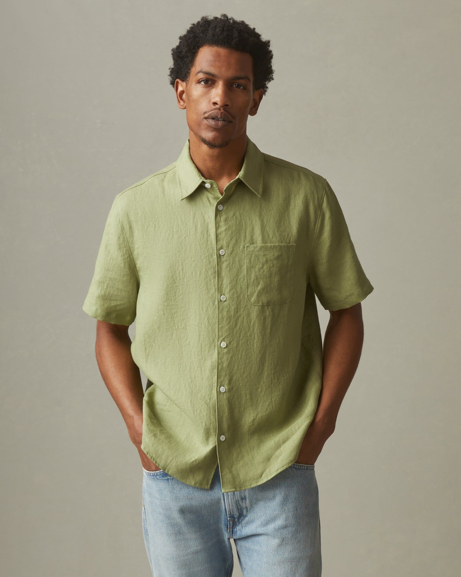 Easy Linen Shirt - Pale Sage sold by American Giant