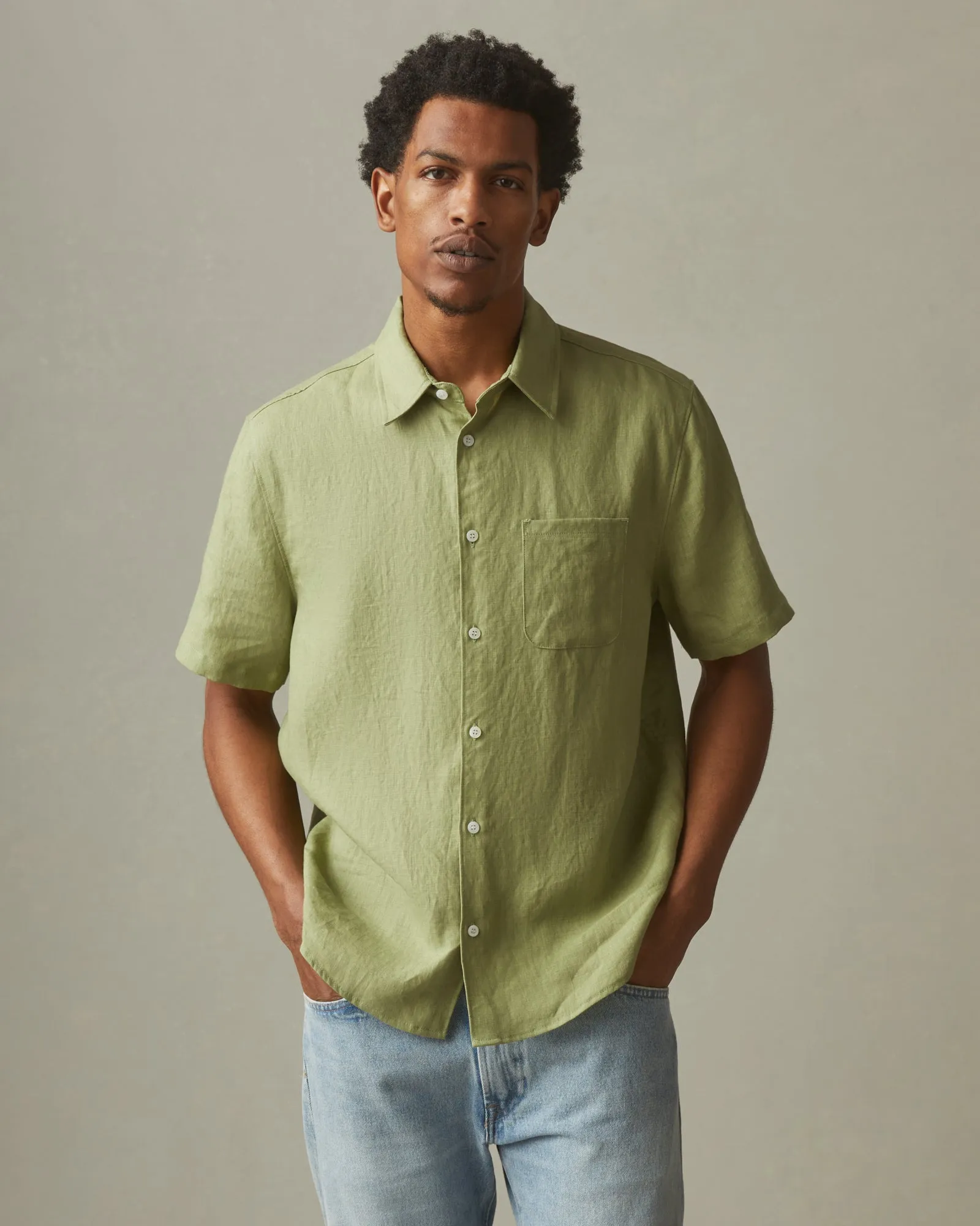 Men's Linen Shirt - Pale Sage sold by American Giant