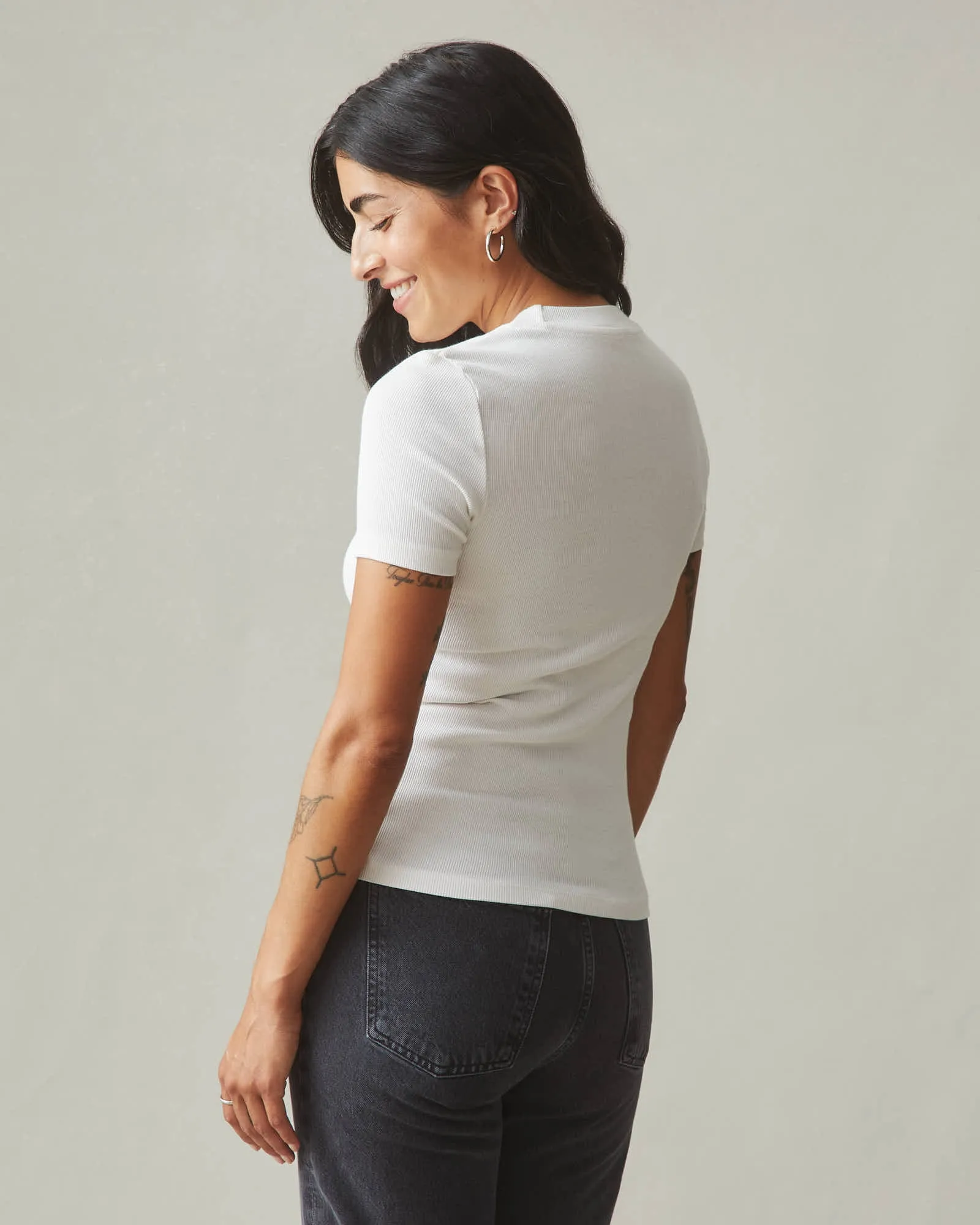 Women's Luxe Rib Crew Tee - White sold by American Giant product image thumbnail 3