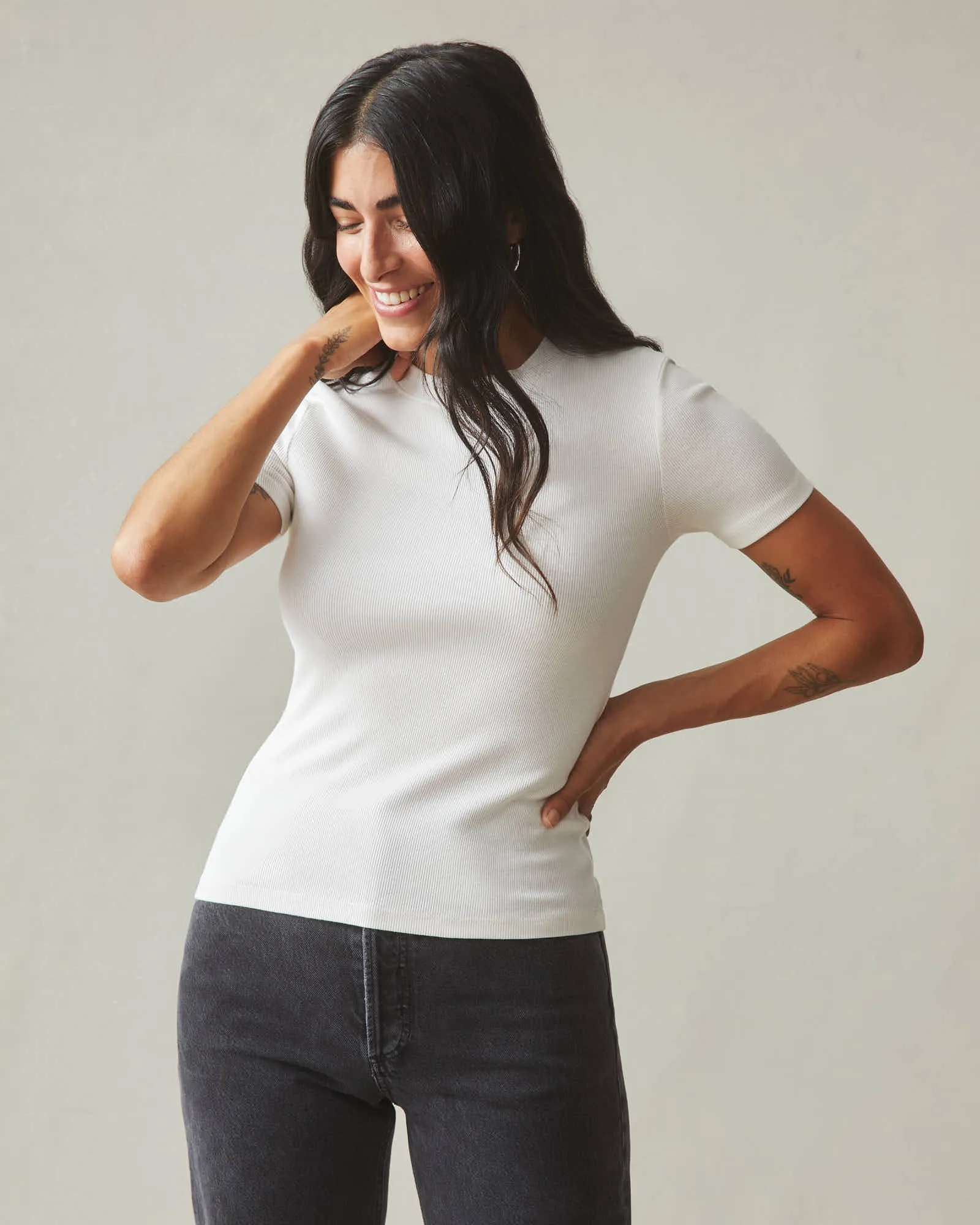 Women's Luxe Rib Crew Tee - White sold by American Giant product image thumbnail 2