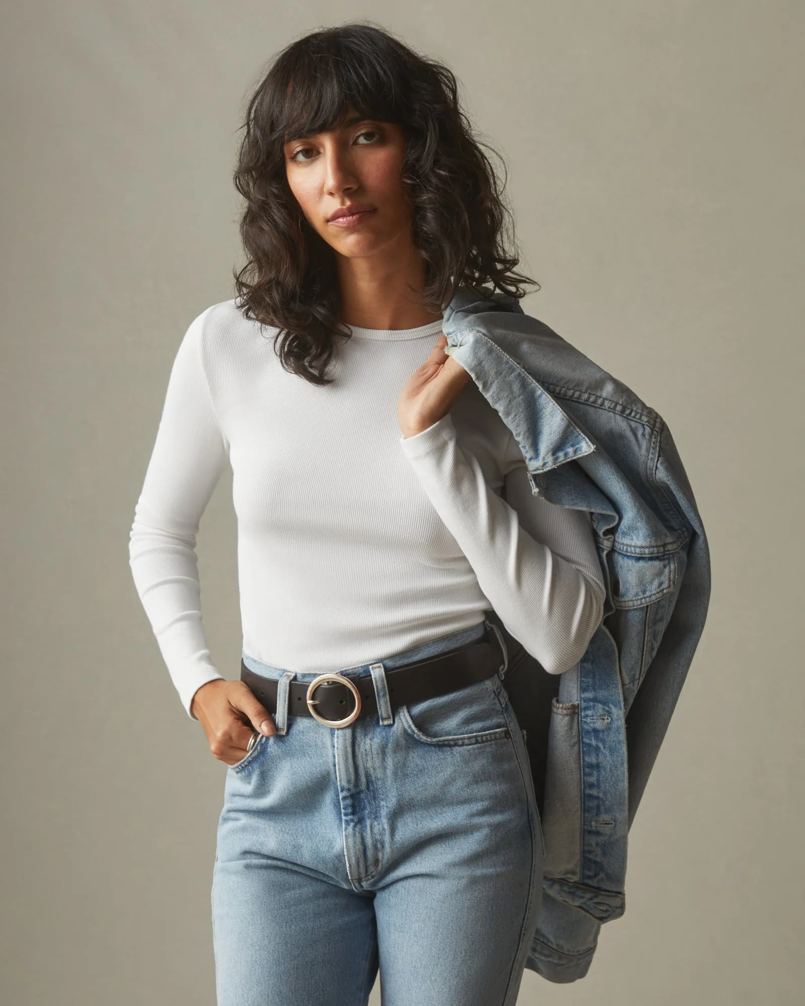 Stretch Rib Crew Tee Long Sleeve - White sold by American Giant product image thumbnail 4