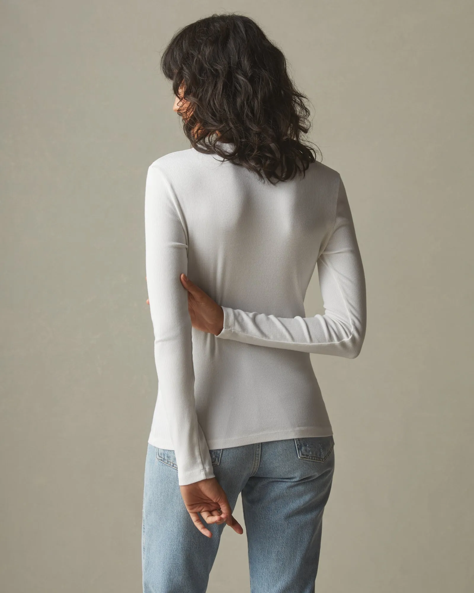 Stretch Rib Crew Tee Long Sleeve - White sold by American Giant product image thumbnail 2