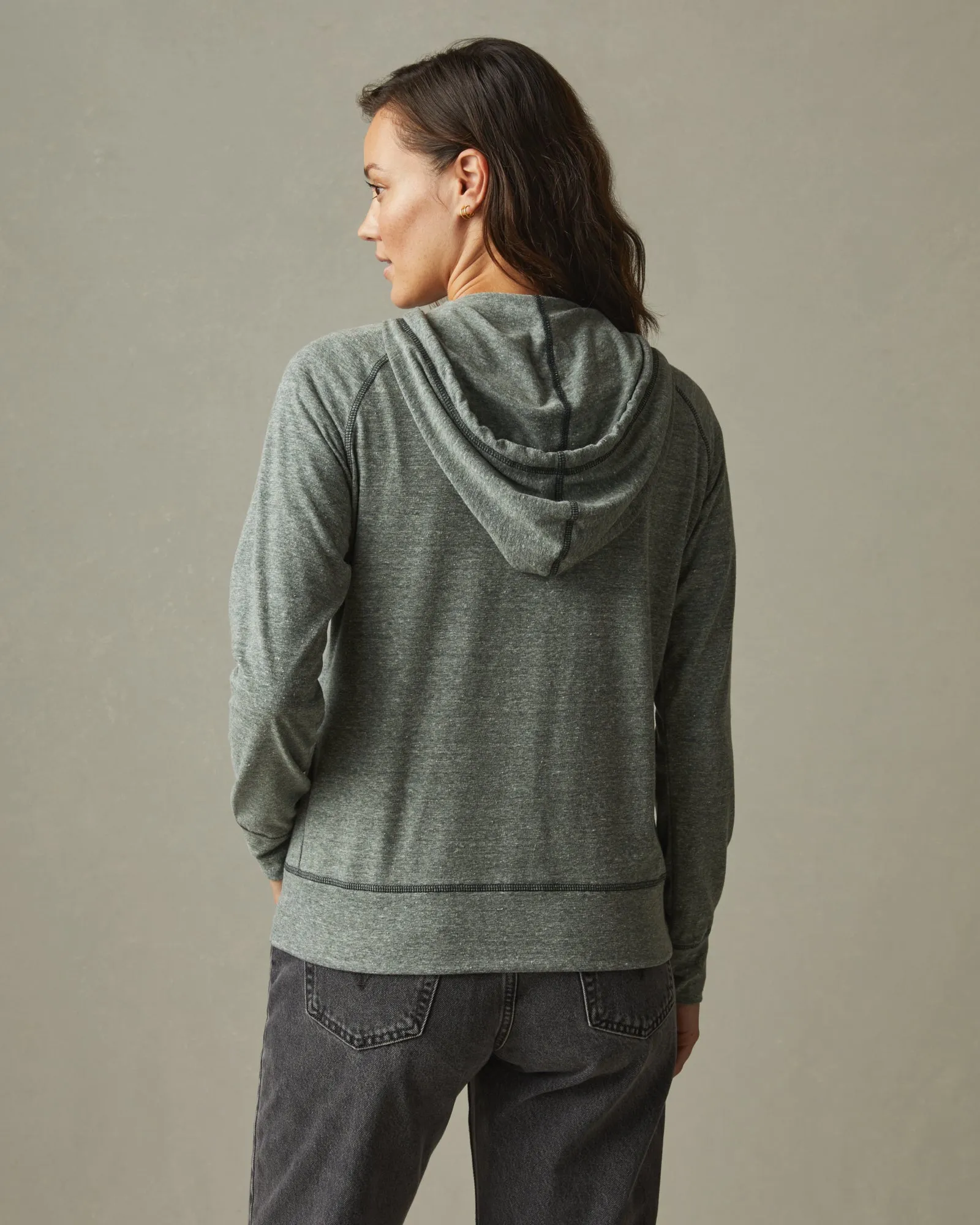 Women's Lightweight Full Zip - Dark Forest Heather sold by American Giant product image thumbnail 3