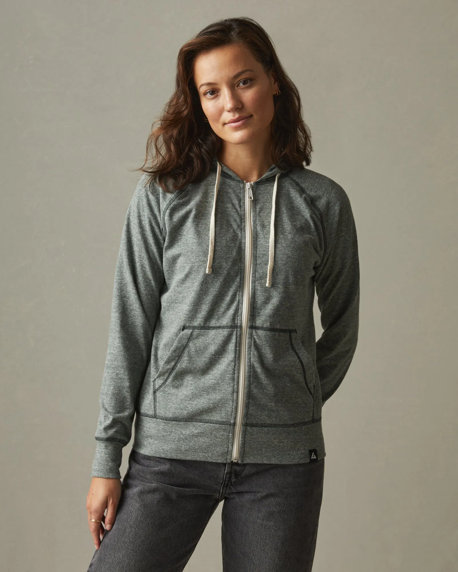 Women's Lightweight Full Zip - Dark Forest Heather sold by American Giant