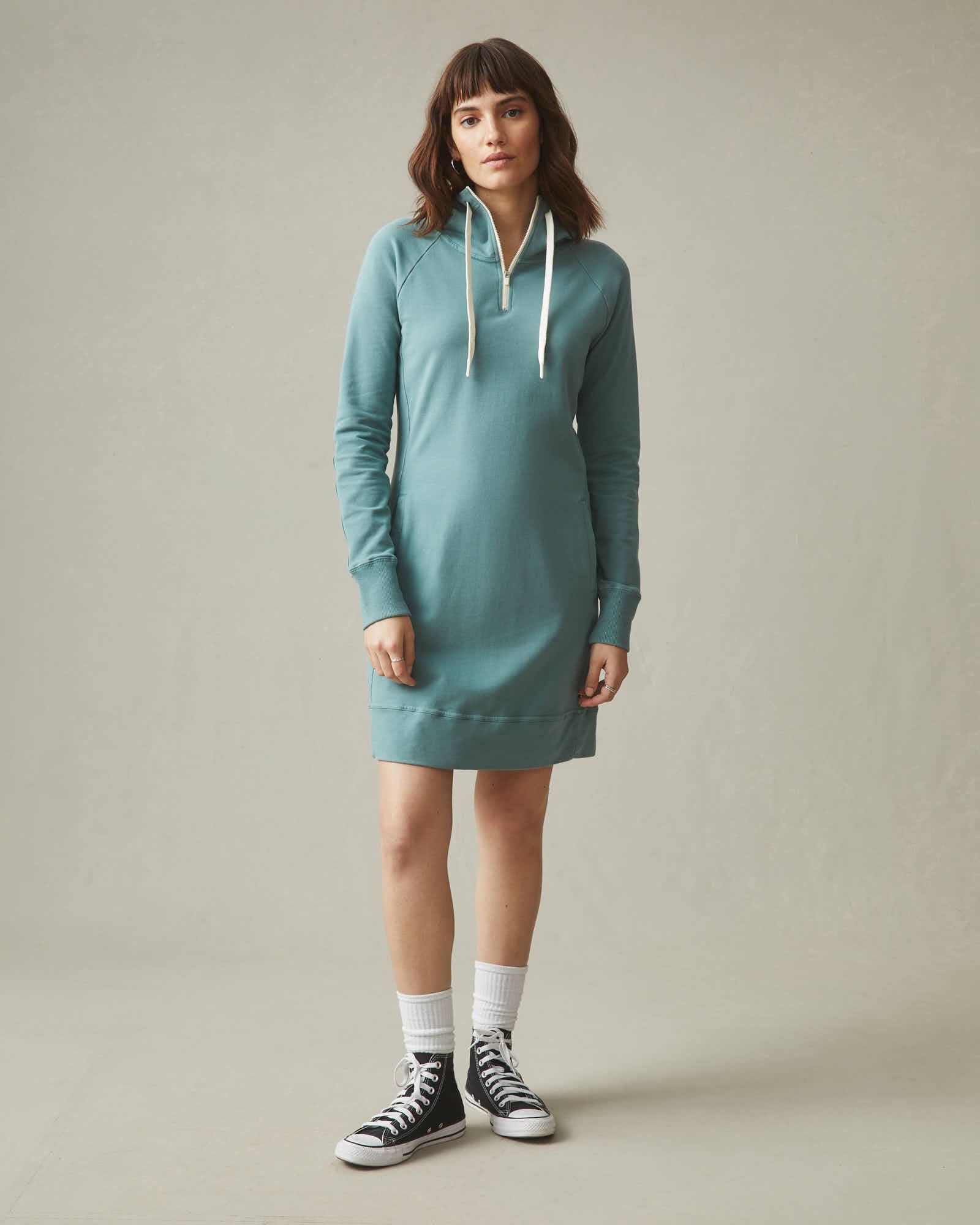Women's Zipper Hoodie Dress - Azure Sage sold by American Giant product image thumbnail 2