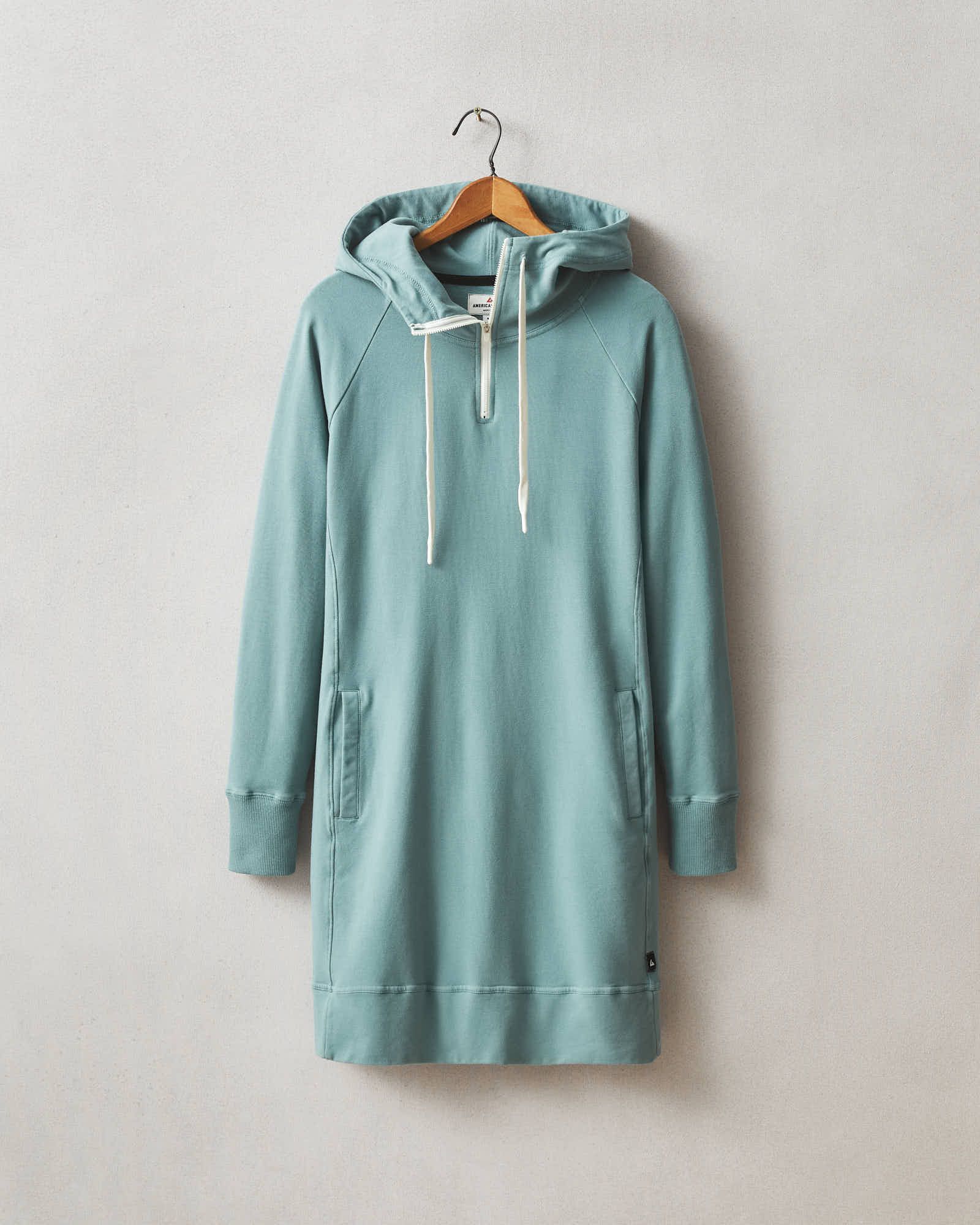 Women's Zipper Hoodie Dress - Azure Sage sold by American Giant