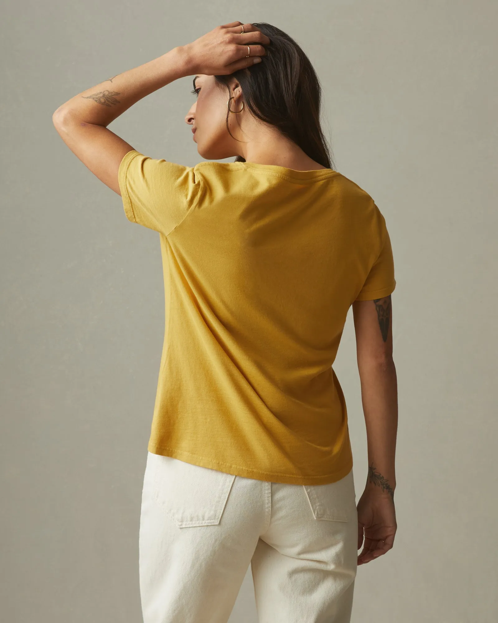 Women's Classic Cotton V-Neck Tee - Straw sold by American Giant product image thumbnail 2