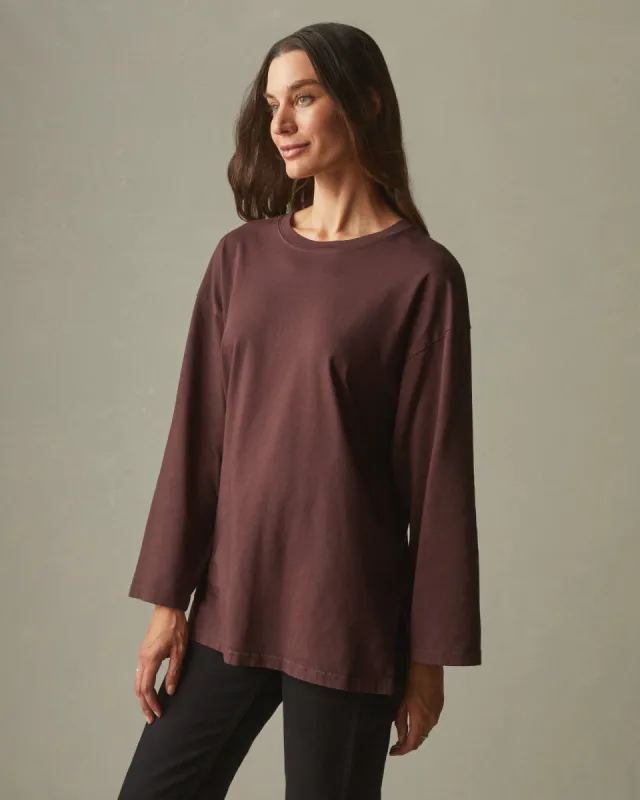 Relaxed Cotton Long Sleeve Tee - Puce sold by American Giant