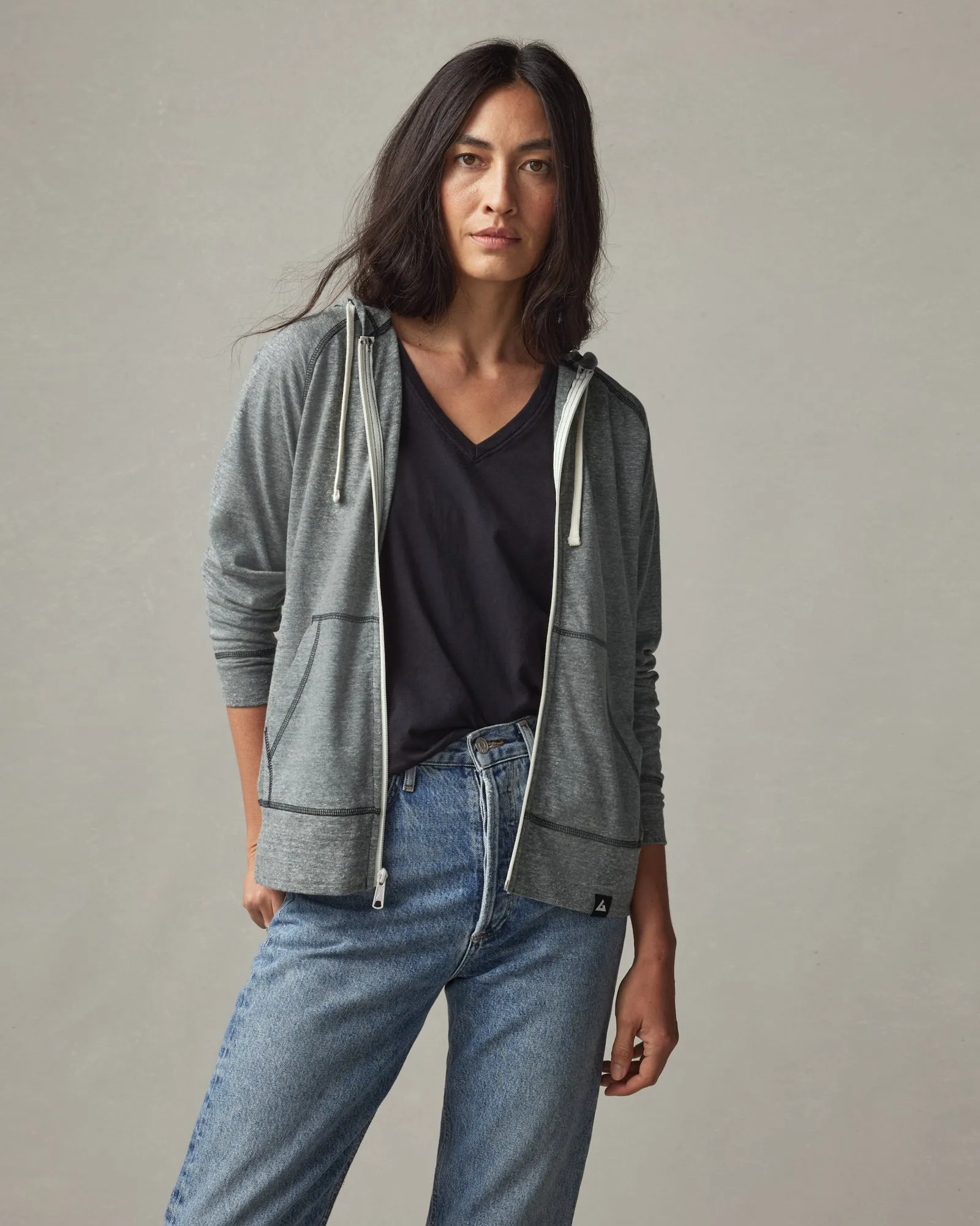 Women's Lightweight Full Zip - Black Heather sold by American Giant product image thumbnail 2