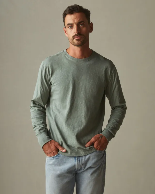 Premium Slub Crew Tee Long Sleeve - Green Slate sold by American Giant