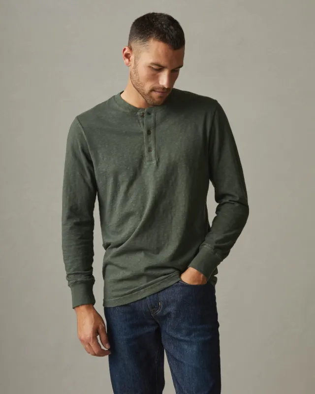 Premium Slub Henley Tee Long Sleeve - Sage sold by American Giant