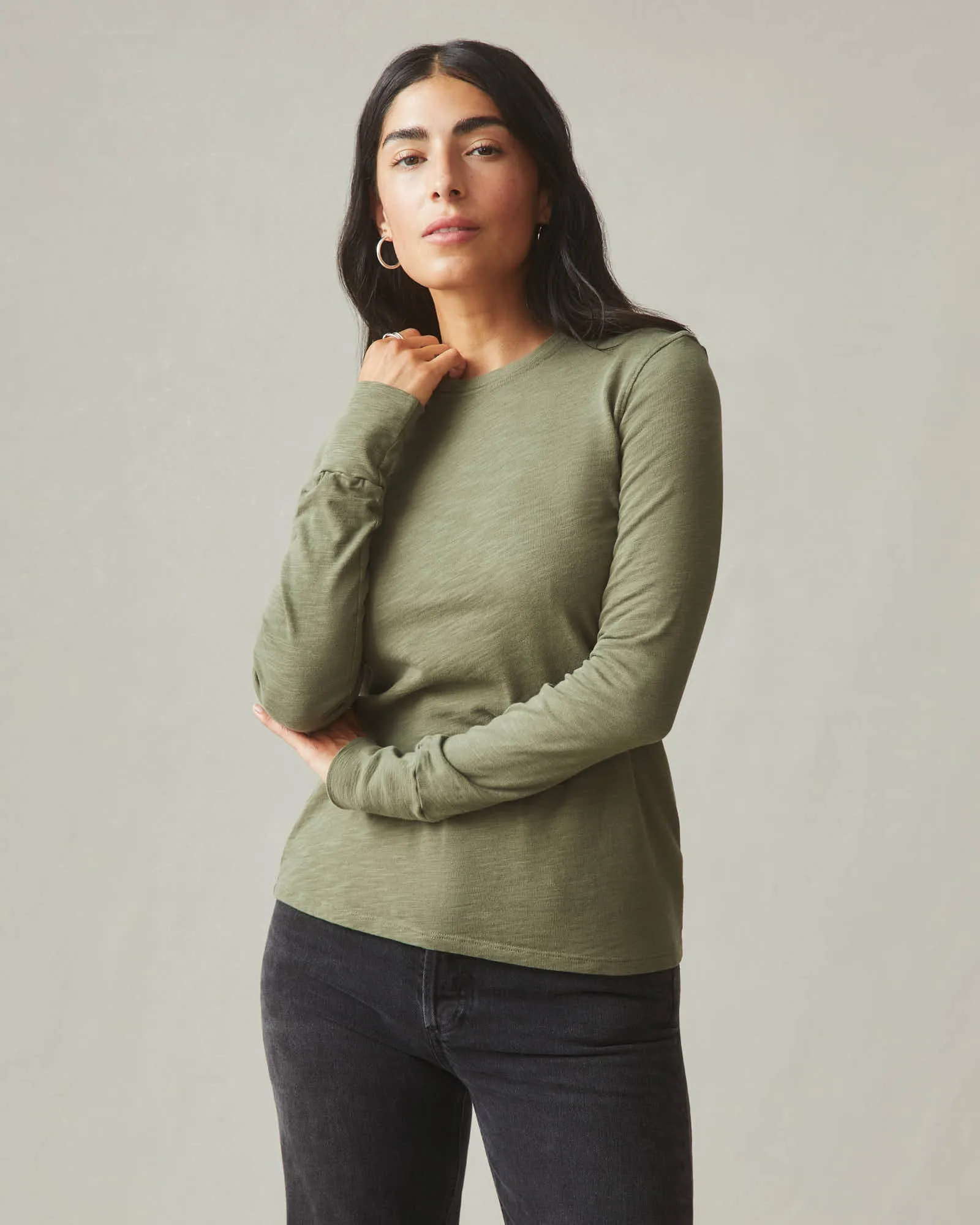 Premium Slub Crew Tee Long Sleeve - Artichoke sold by American Giant product image thumbnail 3