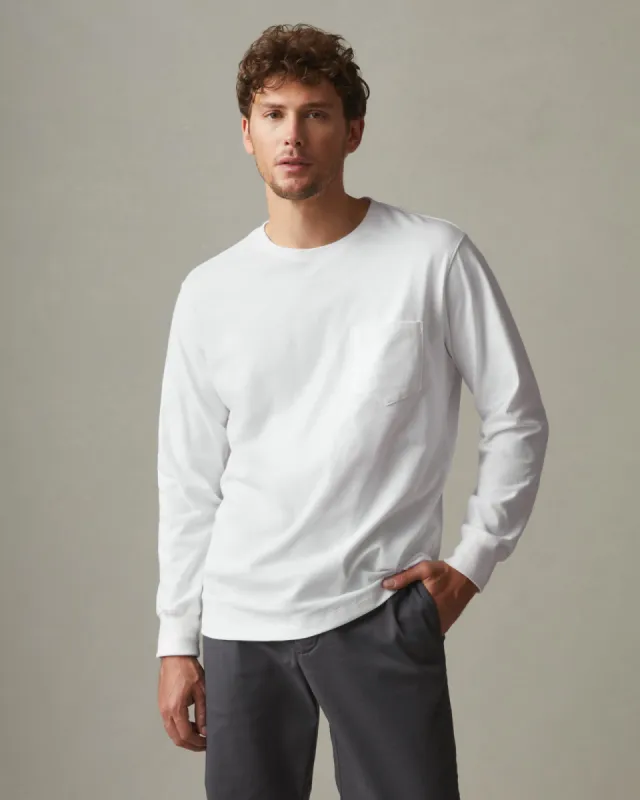 Men's Long Sleeve Pocket Tee   - White sold by American Giant