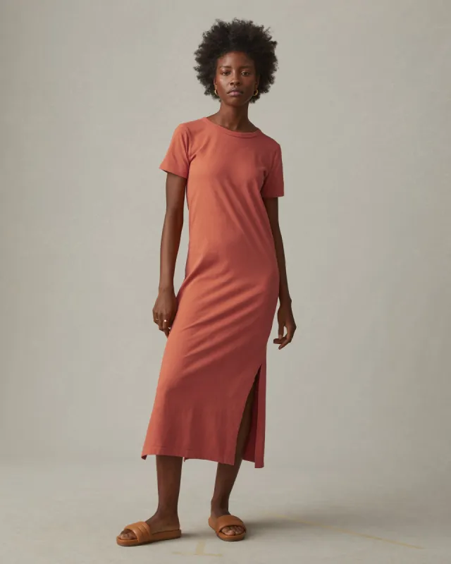 Women's Midi Tee Dress - Deep Apricot sold by American Giant