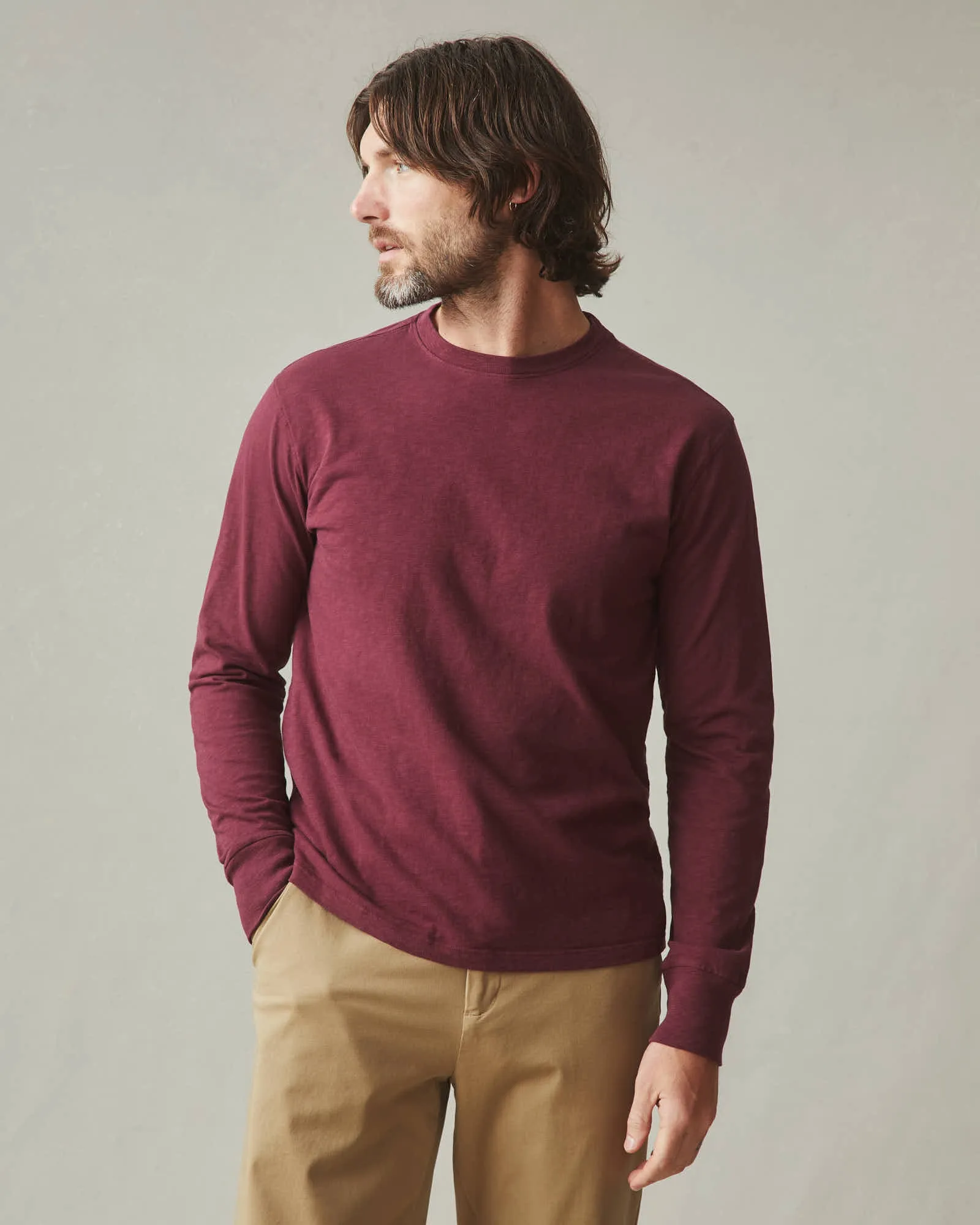 Men's Premium Slub Crew Long Sleeve Tee - Zinfandel sold by American Giant product image thumbnail 2