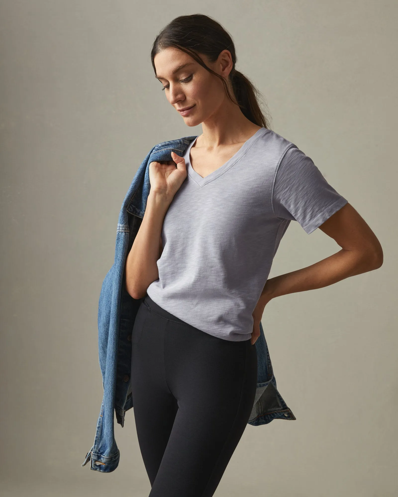 Women's Premium Slub V-Neck Tee - Grey Glass sold by American Giant product image thumbnail 3