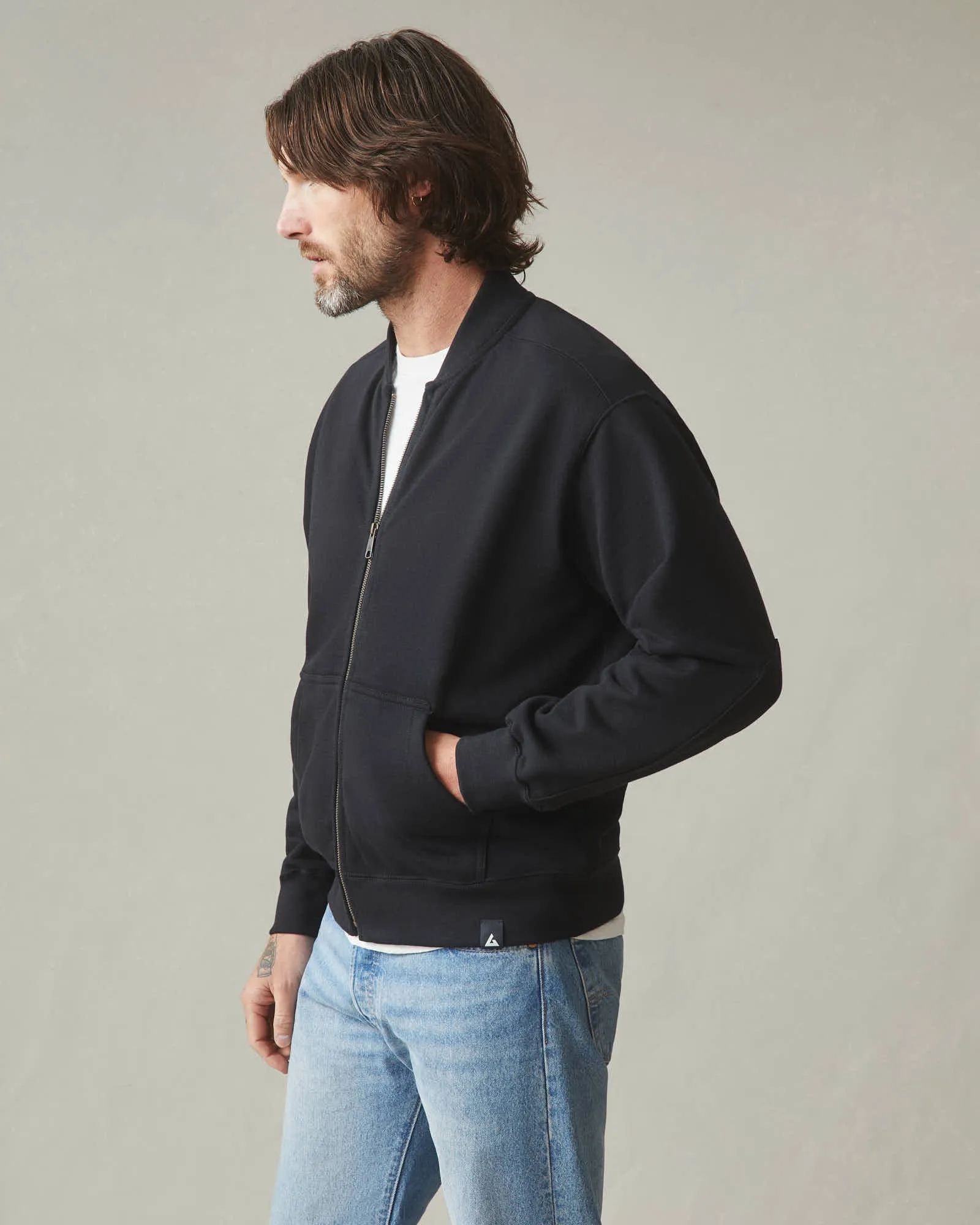 Men's Fleece Bomber Jacket - Black sold by American Giant product image thumbnail 3