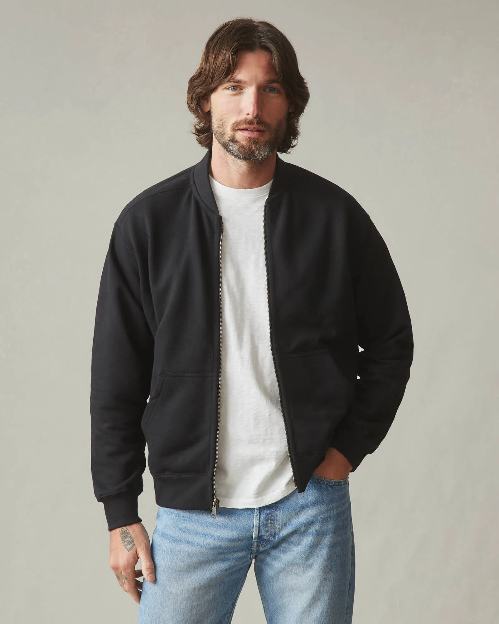 Men's Fleece Bomber Jacket - Black sold by American Giant product image thumbnail 2
