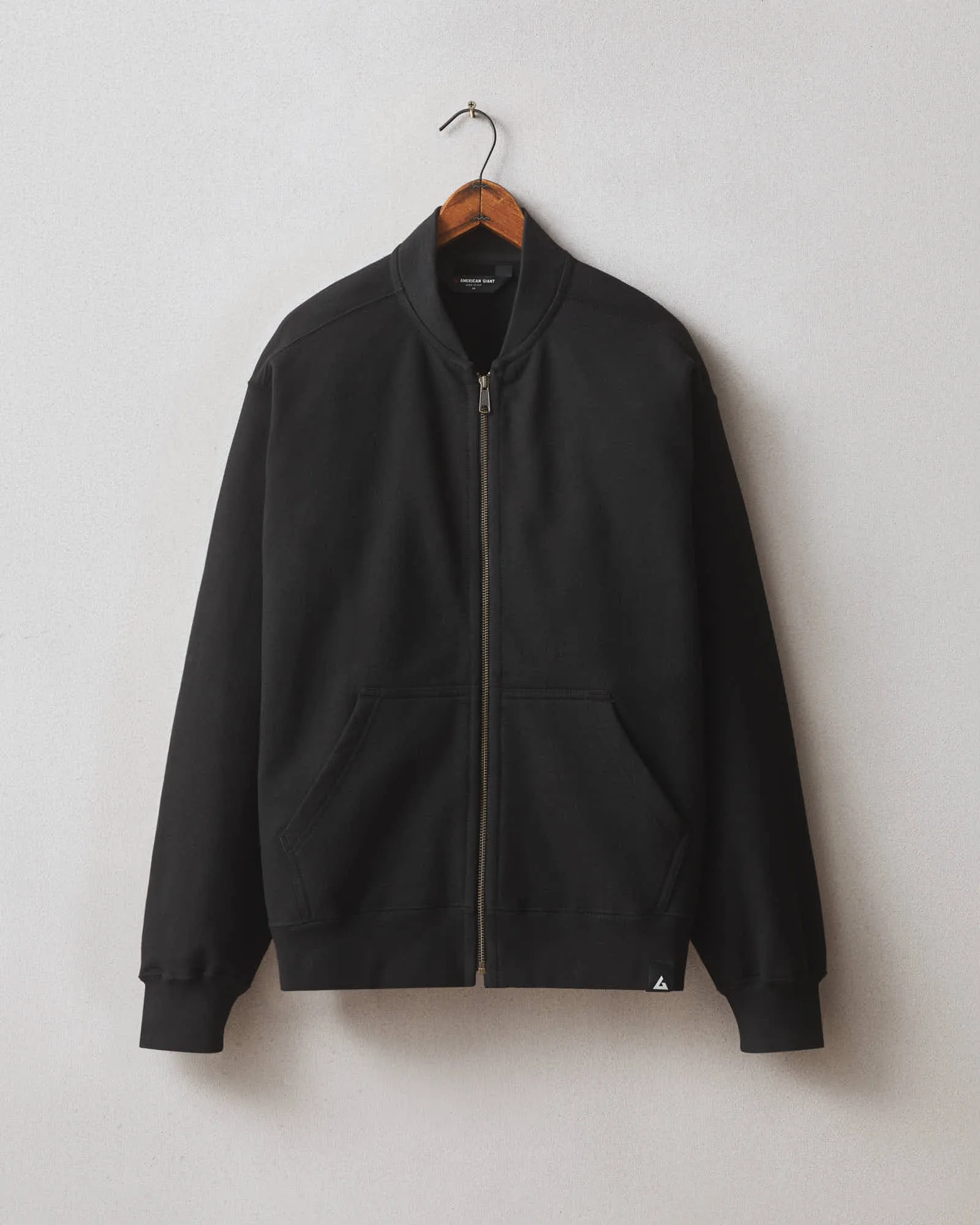 Men's Fleece Bomber Jacket - Black sold by American Giant