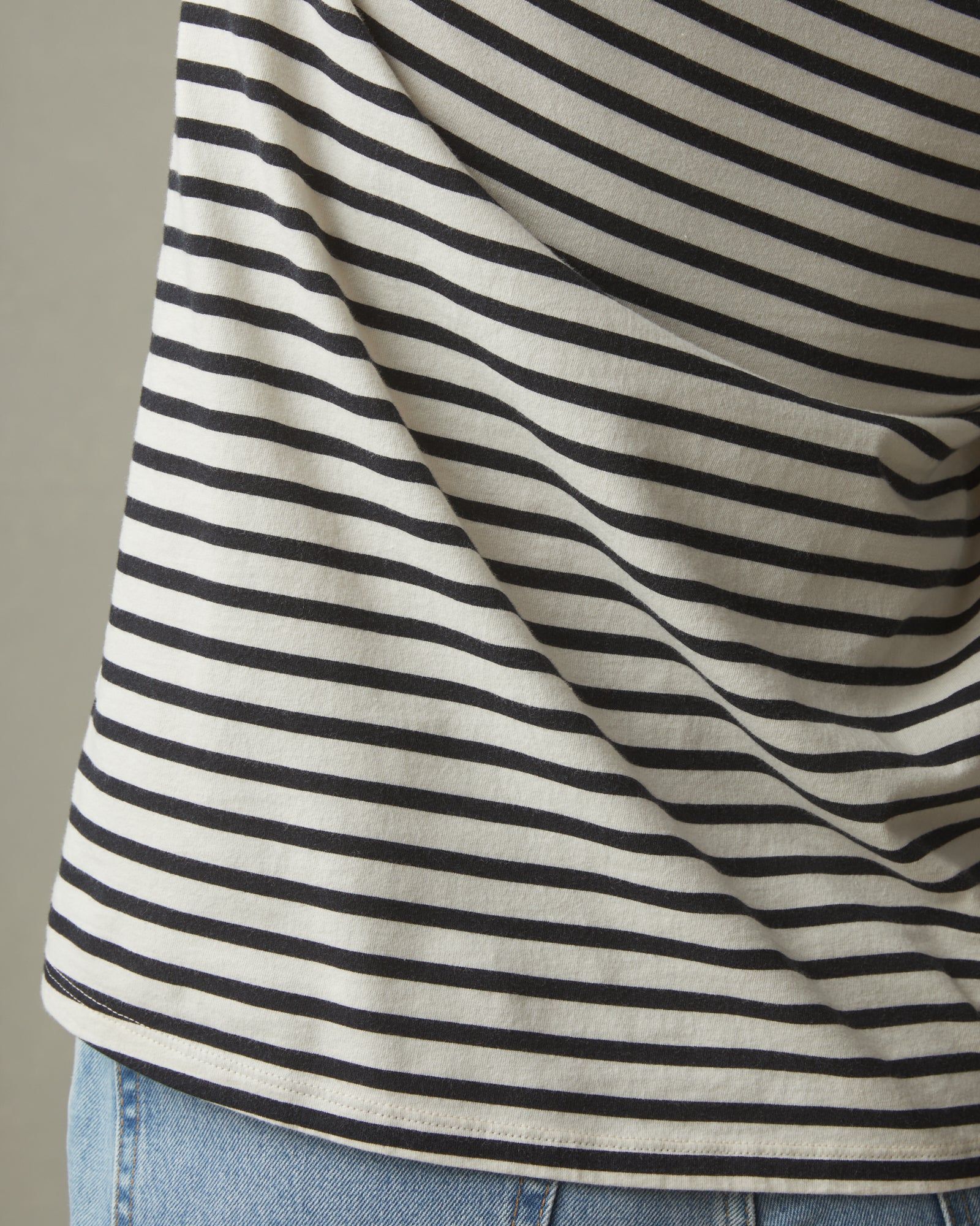Women's Striped Classic Cotton Crew - Turtledove/Dark Navy sold by American Giant product image thumbnail 3