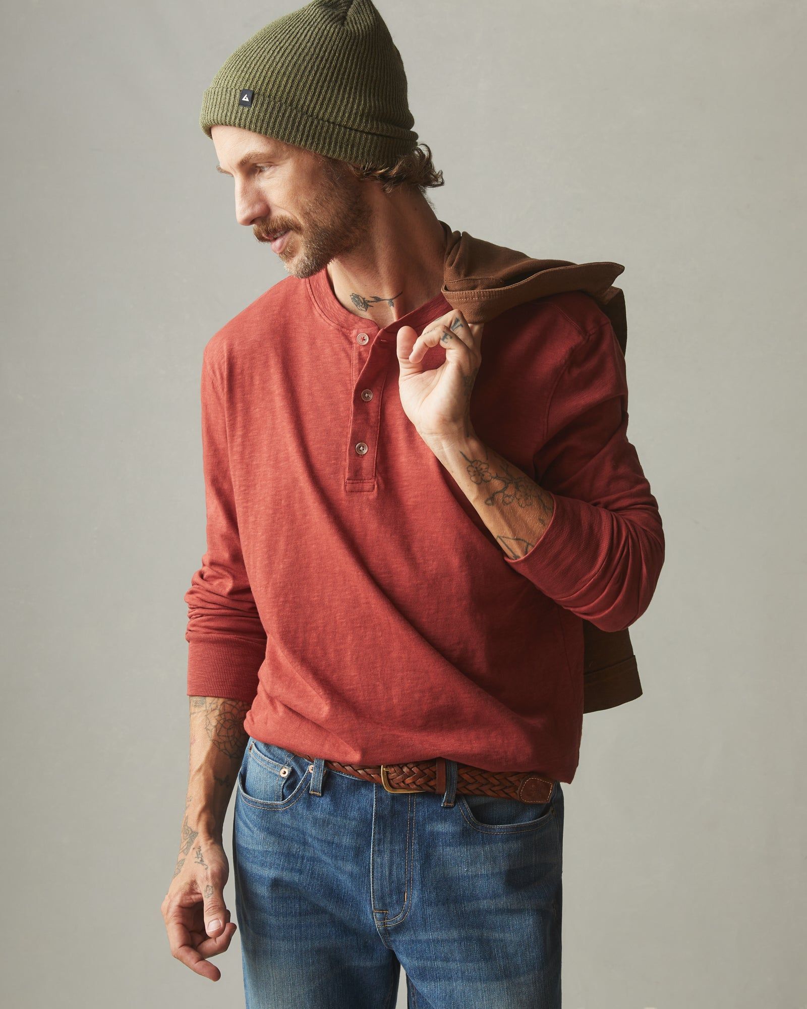 Men's Premium Slub Long Sleeve Henley - Burnt Pepper sold by American Giant product image thumbnail 4
