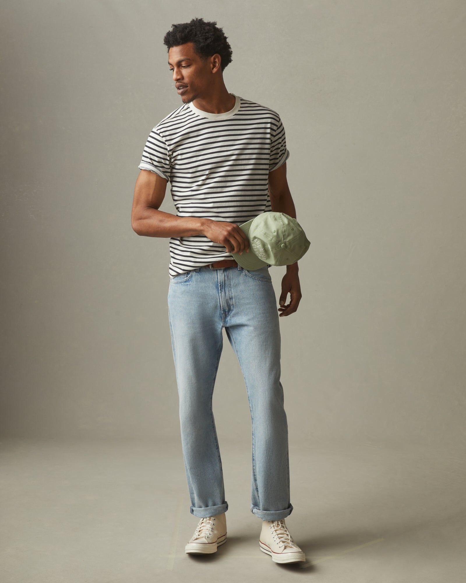 Striped Classic Cotton Crew - Turtledove / Dark Navy sold by American Giant product image thumbnail 4