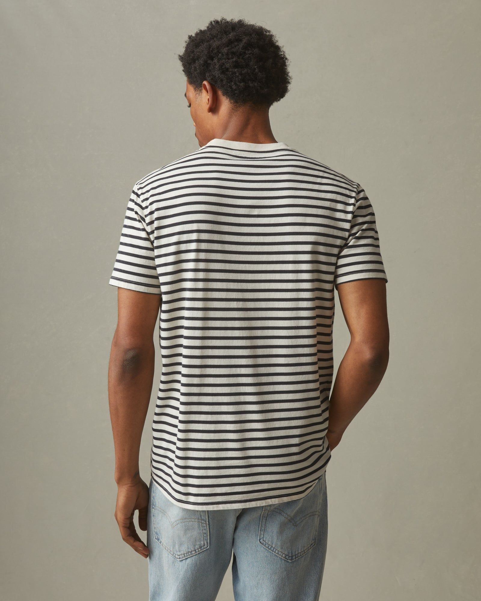 Striped Classic Cotton Crew - Turtledove / Dark Navy sold by American Giant product image thumbnail 2