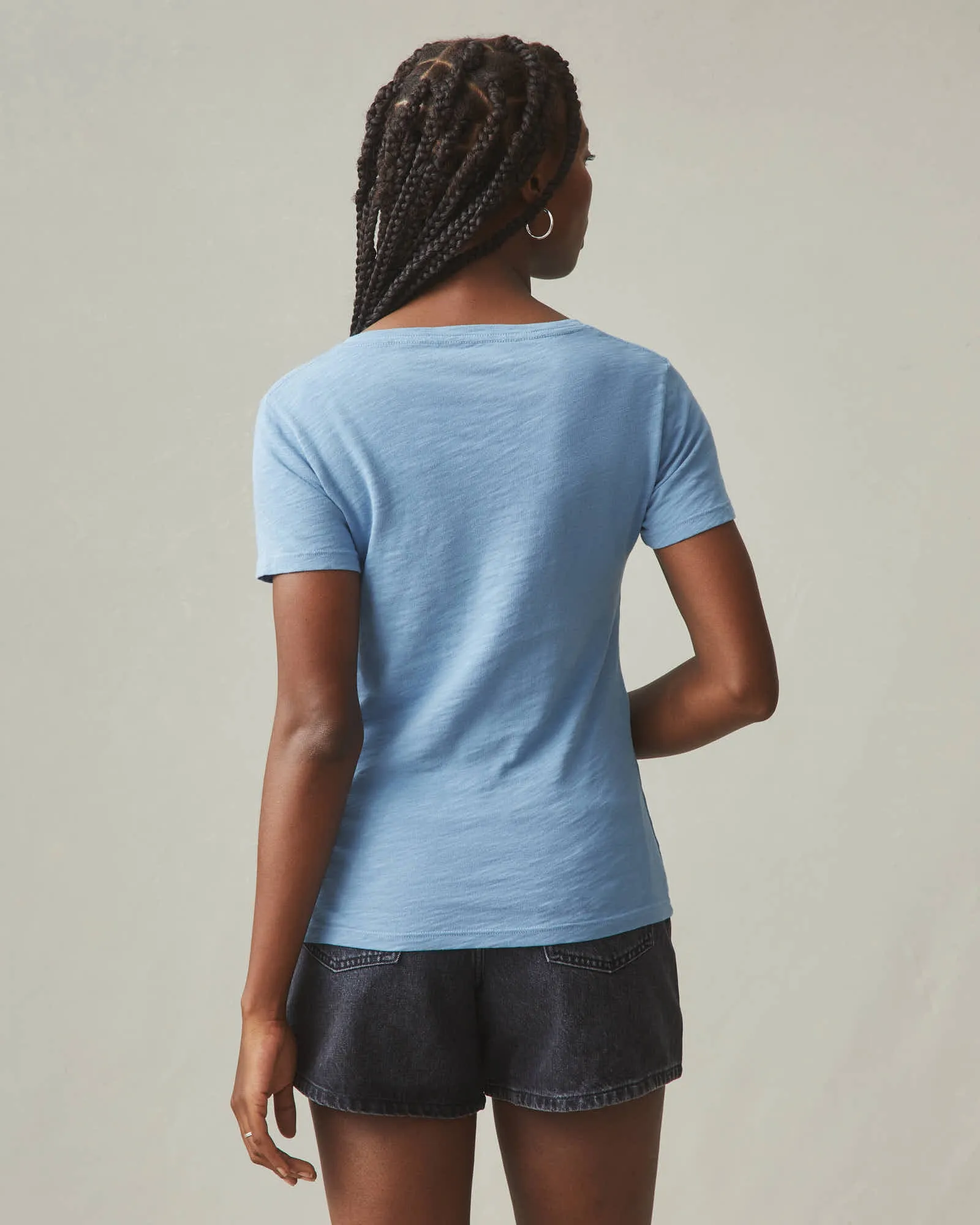 Women's Premium Slub V-Neck Tee - Allure Blue sold by American Giant product image thumbnail 4