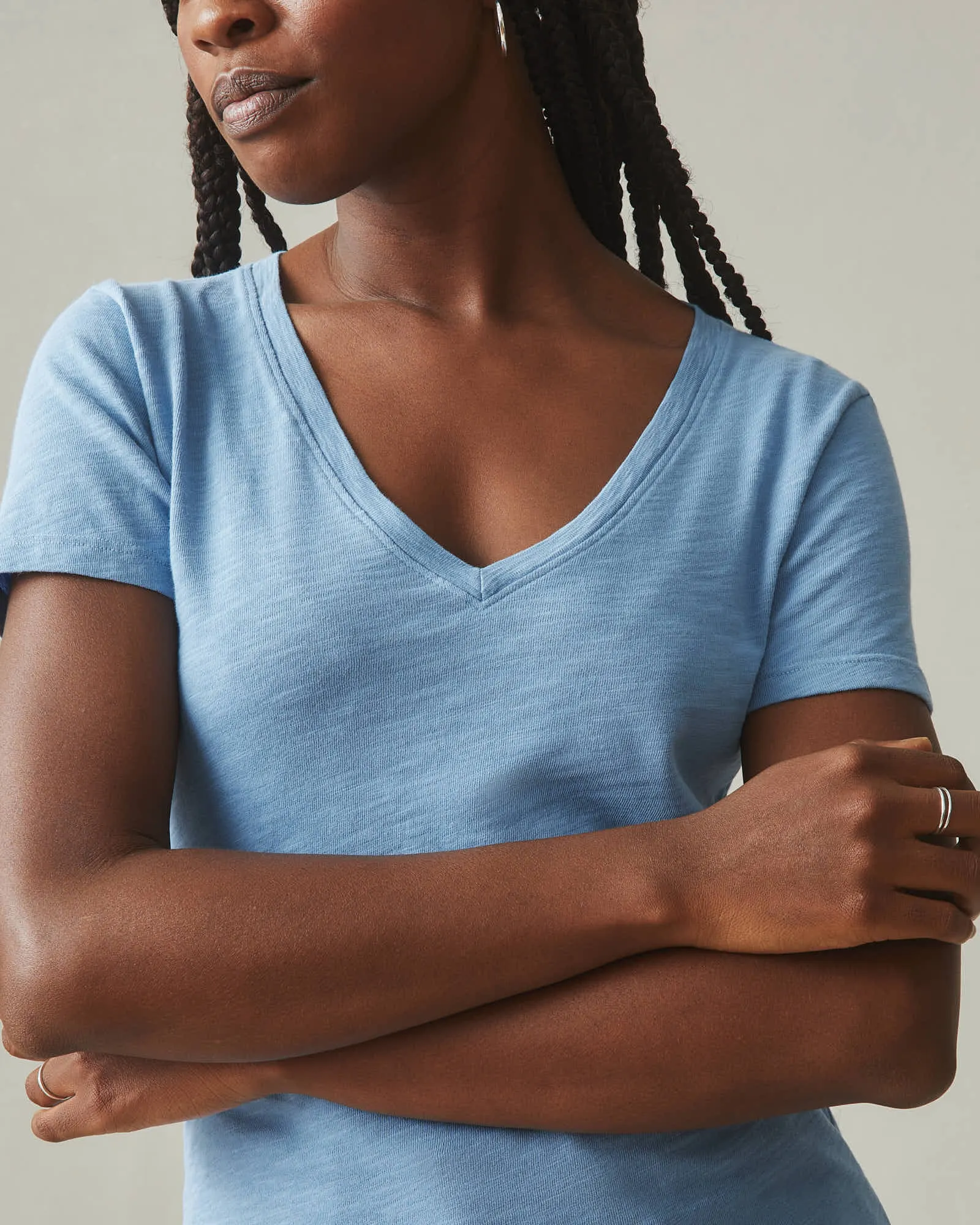 Women's Premium Slub V-Neck Tee - Allure Blue sold by American Giant product image thumbnail 3