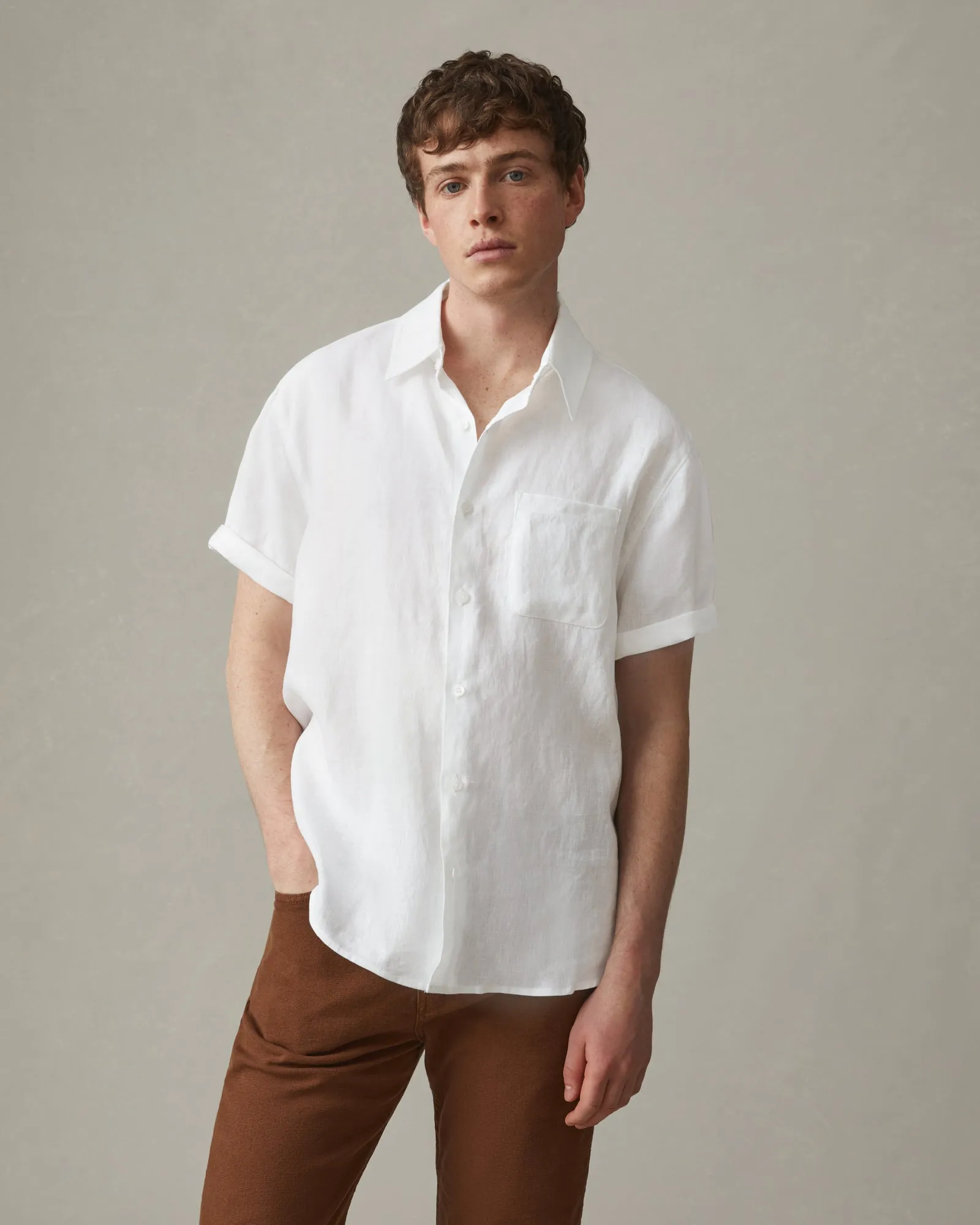 Men's Linen Shirt - White sold by American Giant