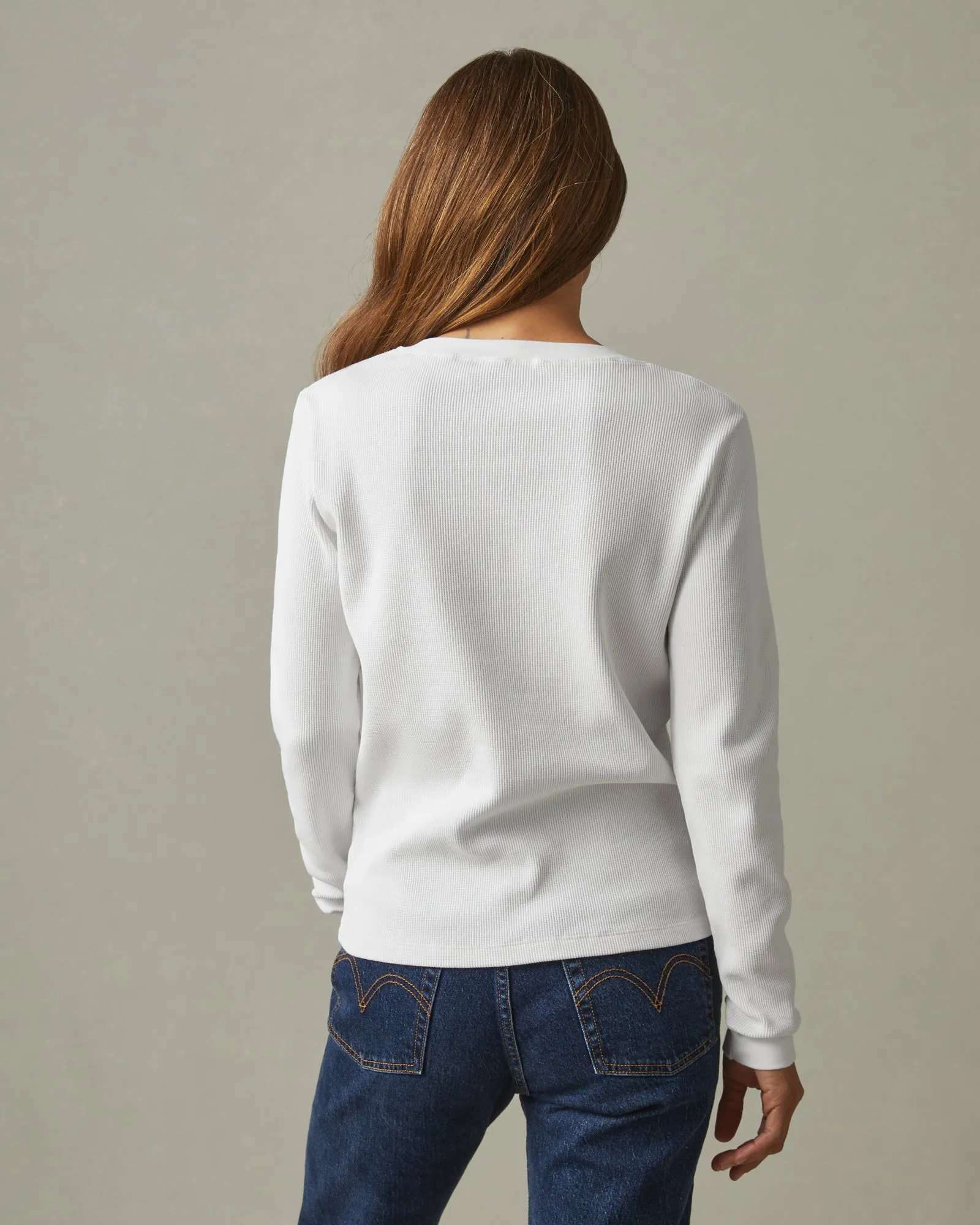 Women's Waffle Henley - White sold by American Giant product image thumbnail 3