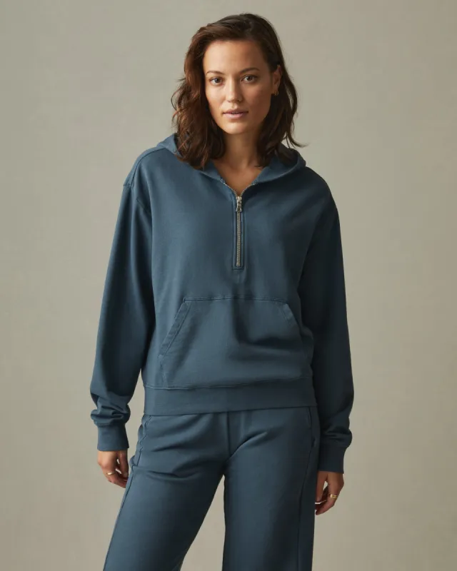 Women's French Terry Half Zip Hoodie - Winter Sky sold by American Giant