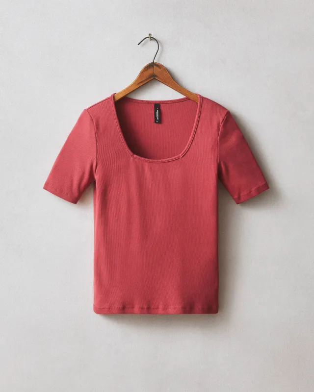 Women's Luxe Rib Square Neck Tee - Poppy sold by American Giant