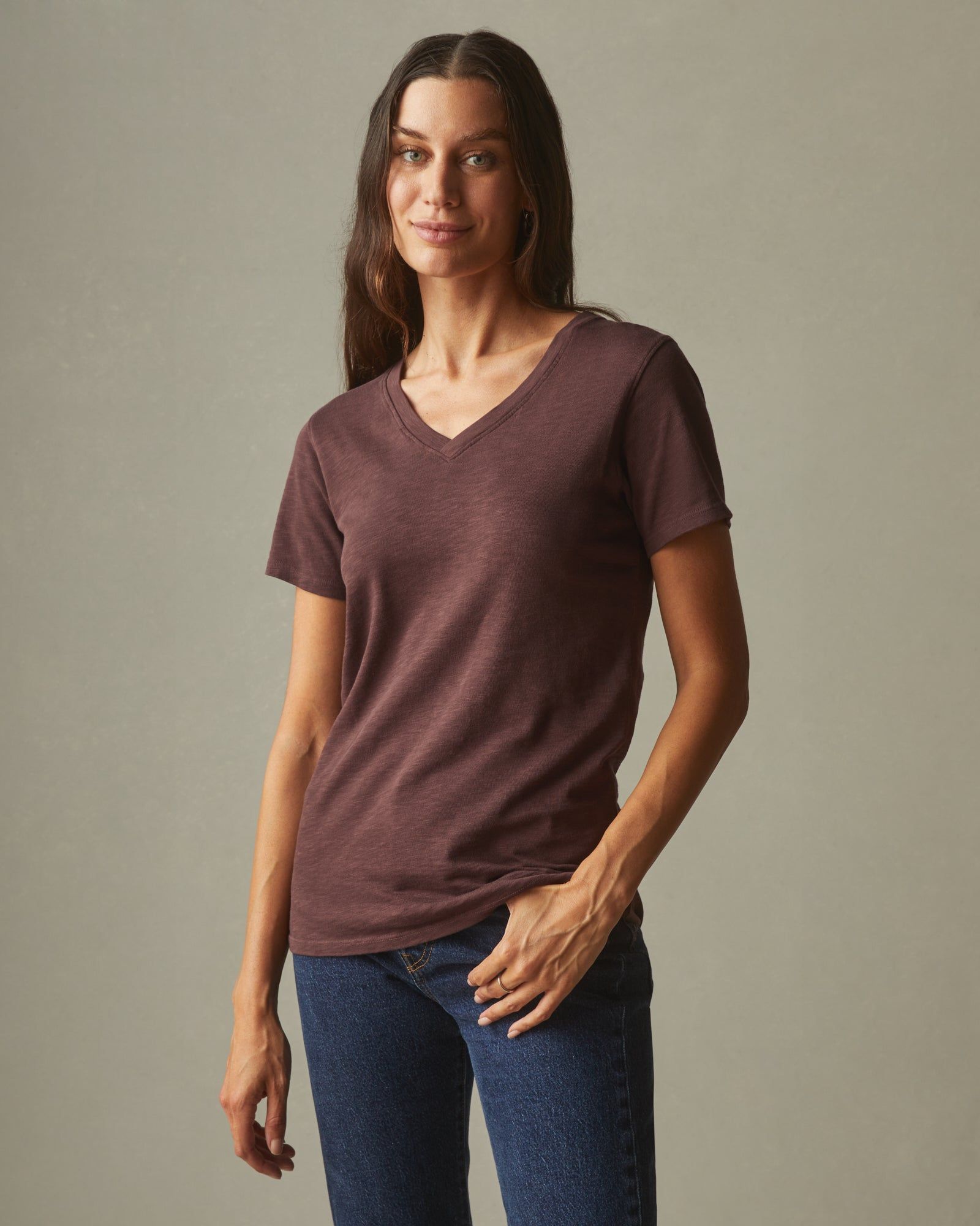Women's Premium Slub V-Neck Tee - Puce sold by American Giant