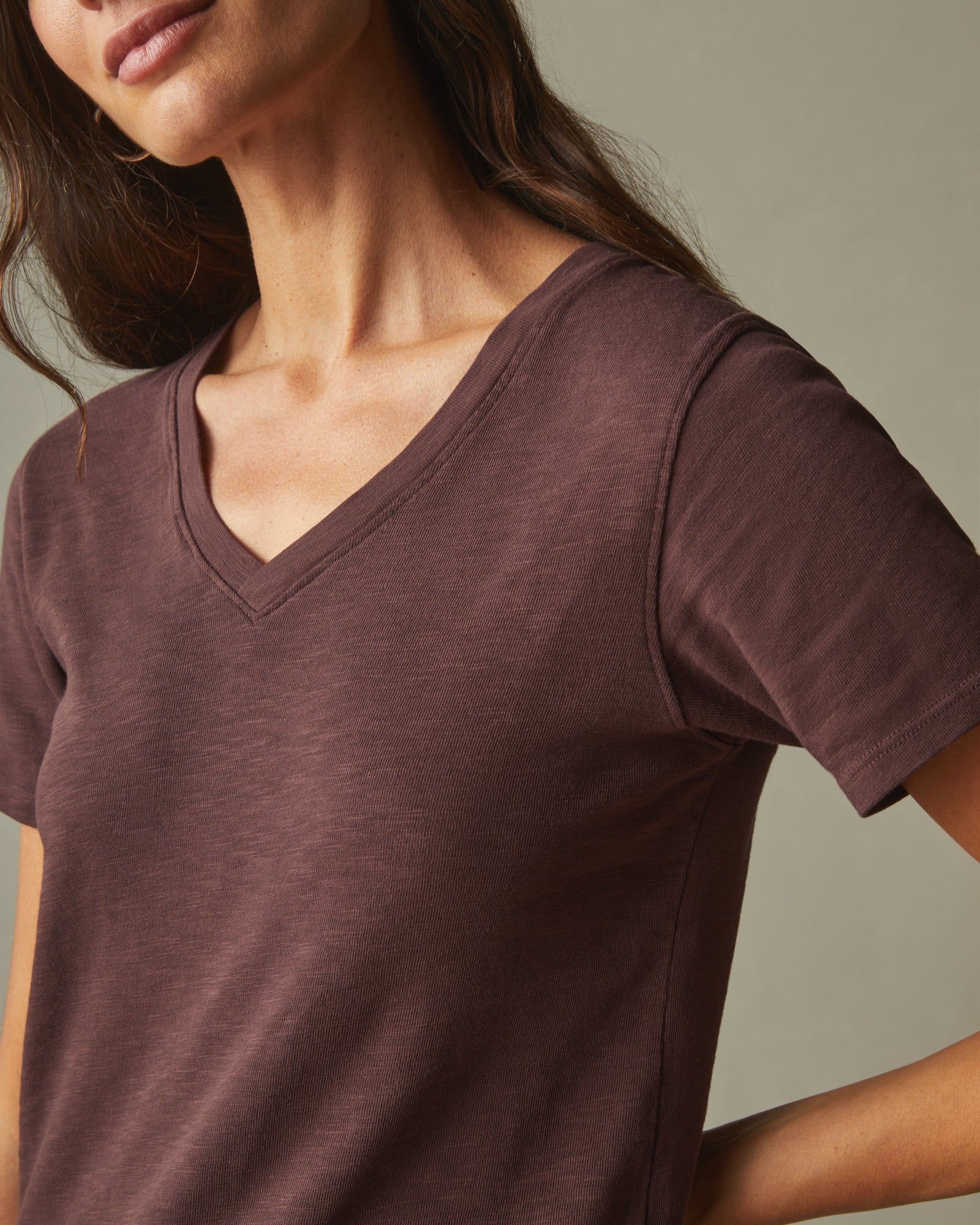 Women's Premium Slub V-Neck Tee - Puce sold by American Giant product image thumbnail 3