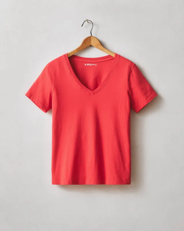 Women's Classic Cotton V-Neck Tee - Tango Red sold by American Giant