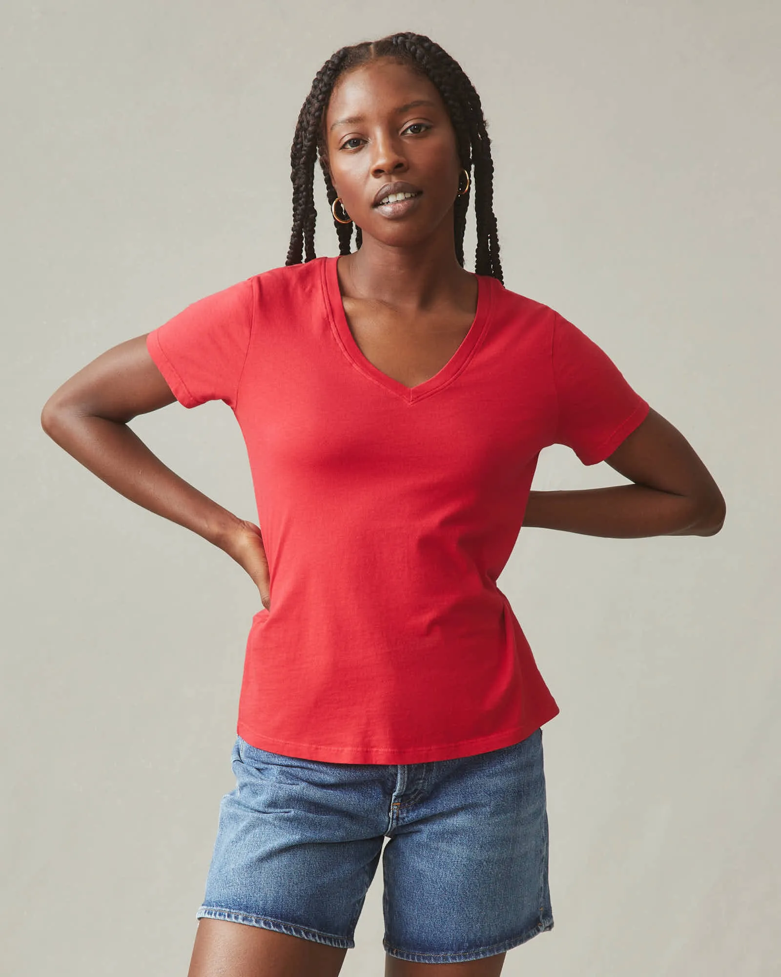 Women's Classic Cotton V-Neck Tee - Tango Red sold by American Giant product image thumbnail 2