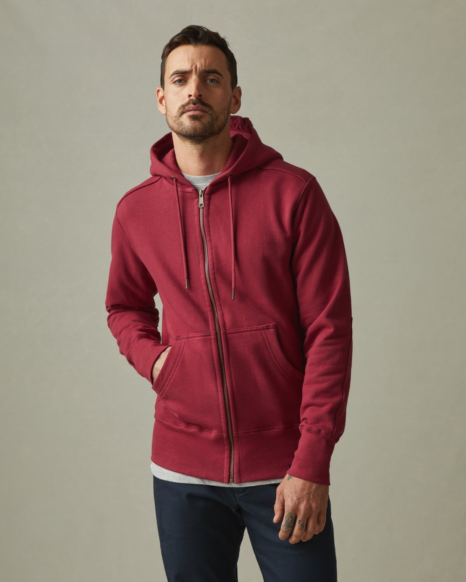 Classic Full Zip - Bonfire Red sold by American Giant