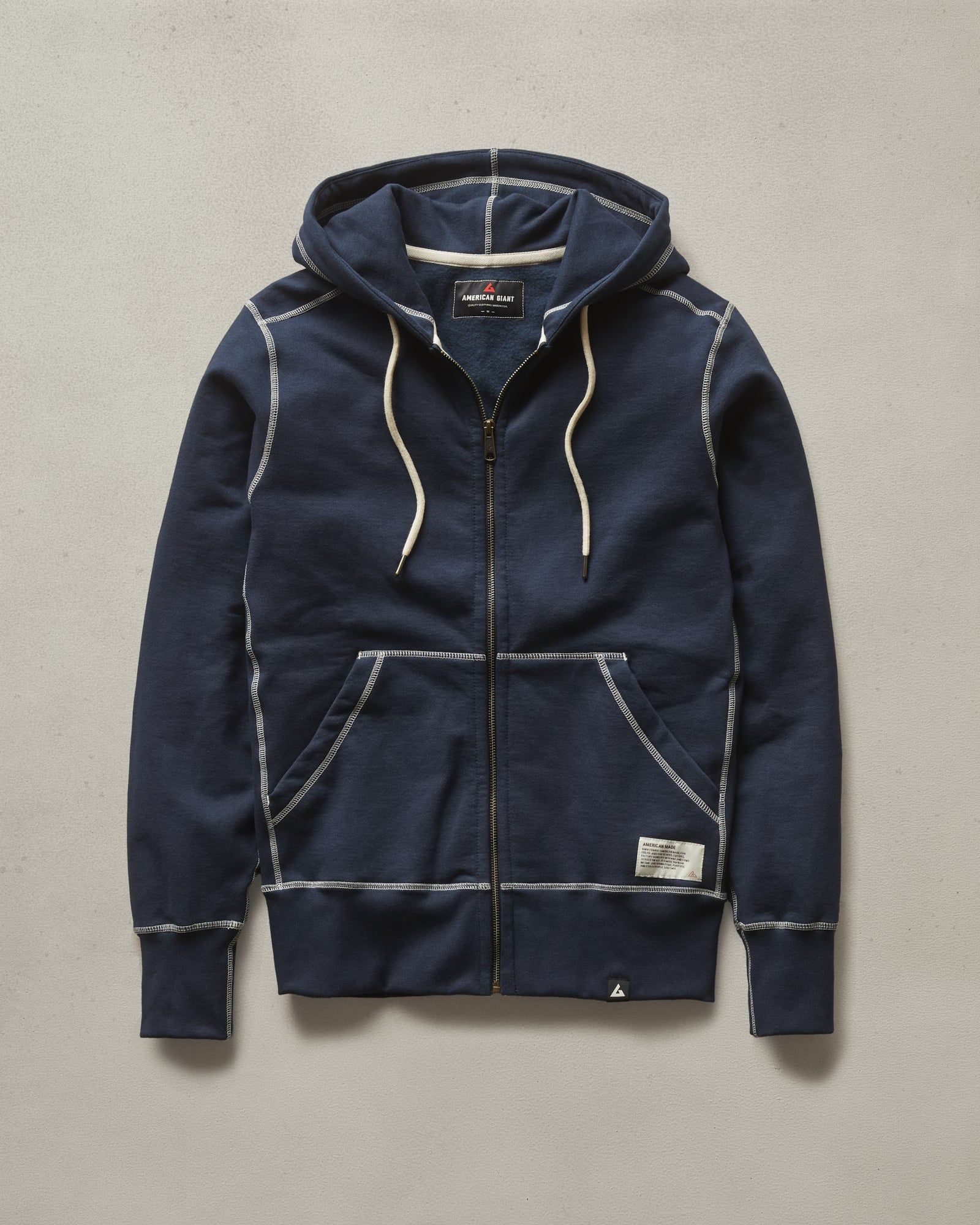 Classic Full Zip - Contrast Stitch - Oxford Blue sold by American Giant