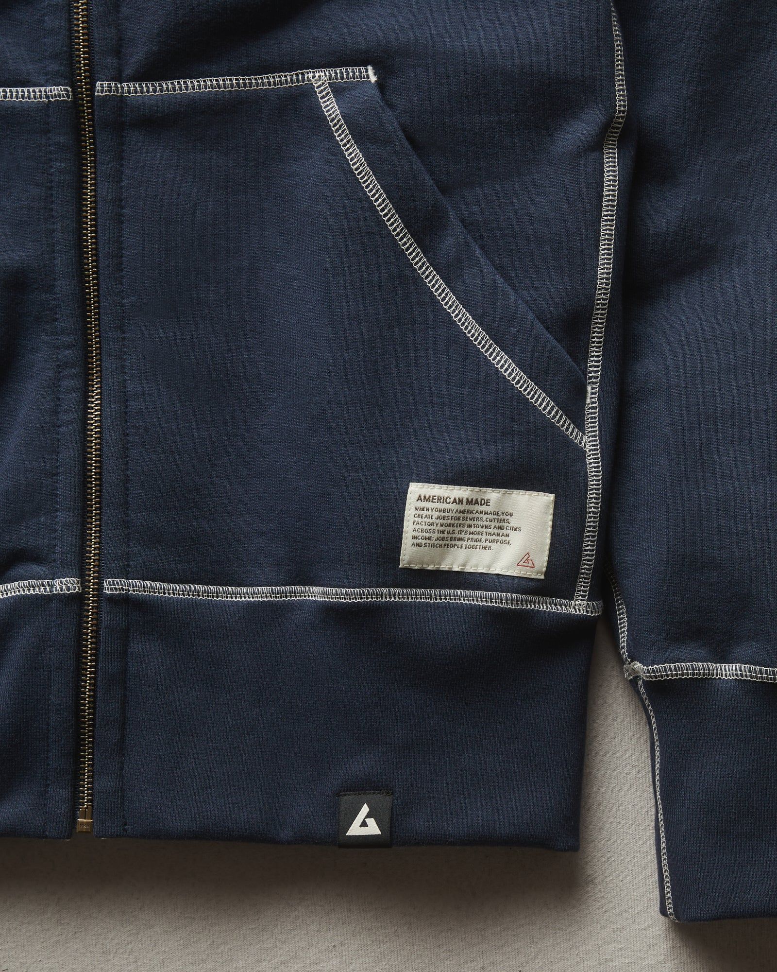Classic Full Zip - Contrast Stitch - Oxford Blue sold by American Giant product image thumbnail 3