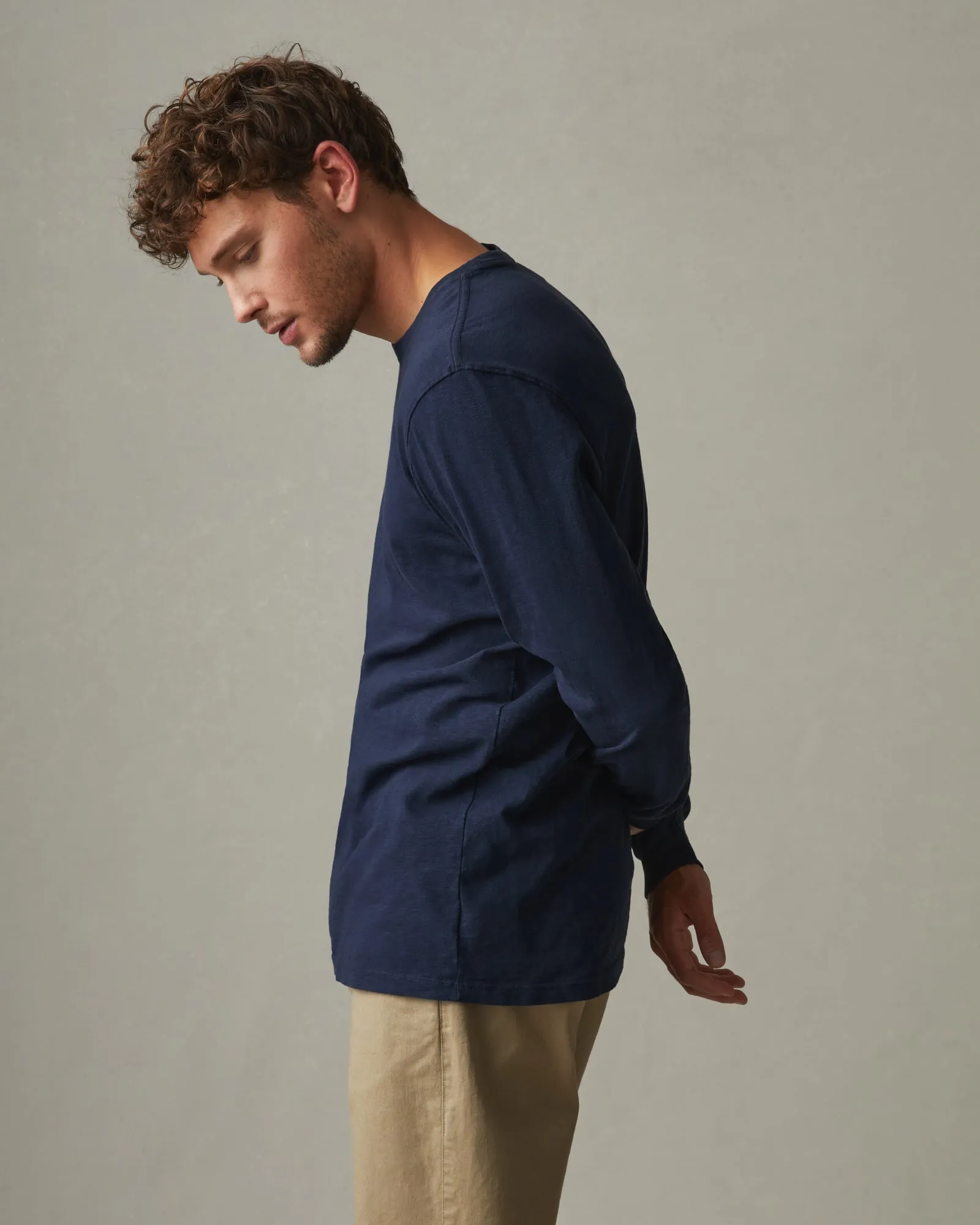 Men's Premium Slub Long Sleeve Crew Tee - Navy sold by American Giant product image thumbnail 2