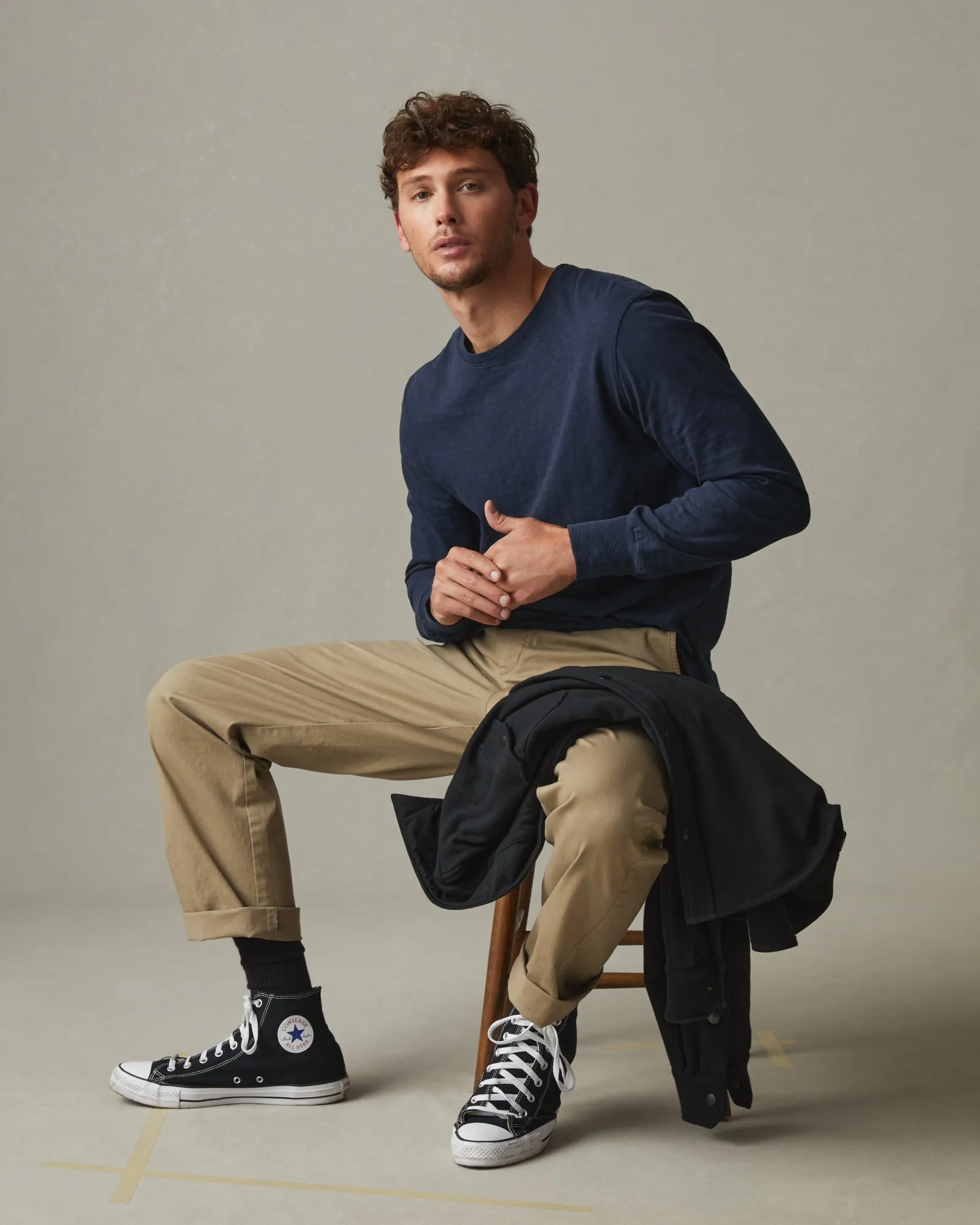 Men's Premium Slub Long Sleeve Crew Tee - Navy sold by American Giant product image thumbnail 5