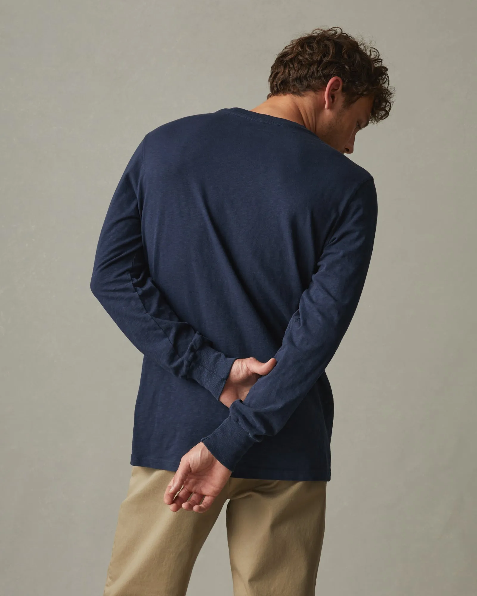 Men's Premium Slub Long Sleeve Crew Tee - Navy sold by American Giant product image thumbnail 3