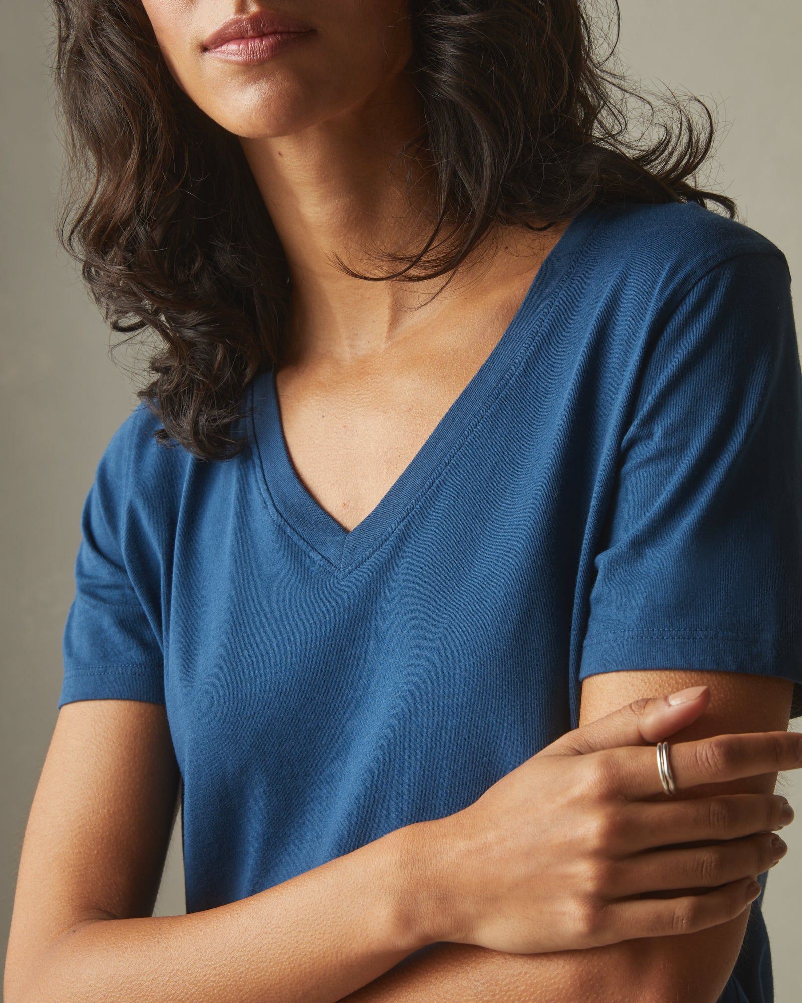 Women's Classic Cotton V-Neck Tee - Blue Storm sold by American Giant product image thumbnail 3